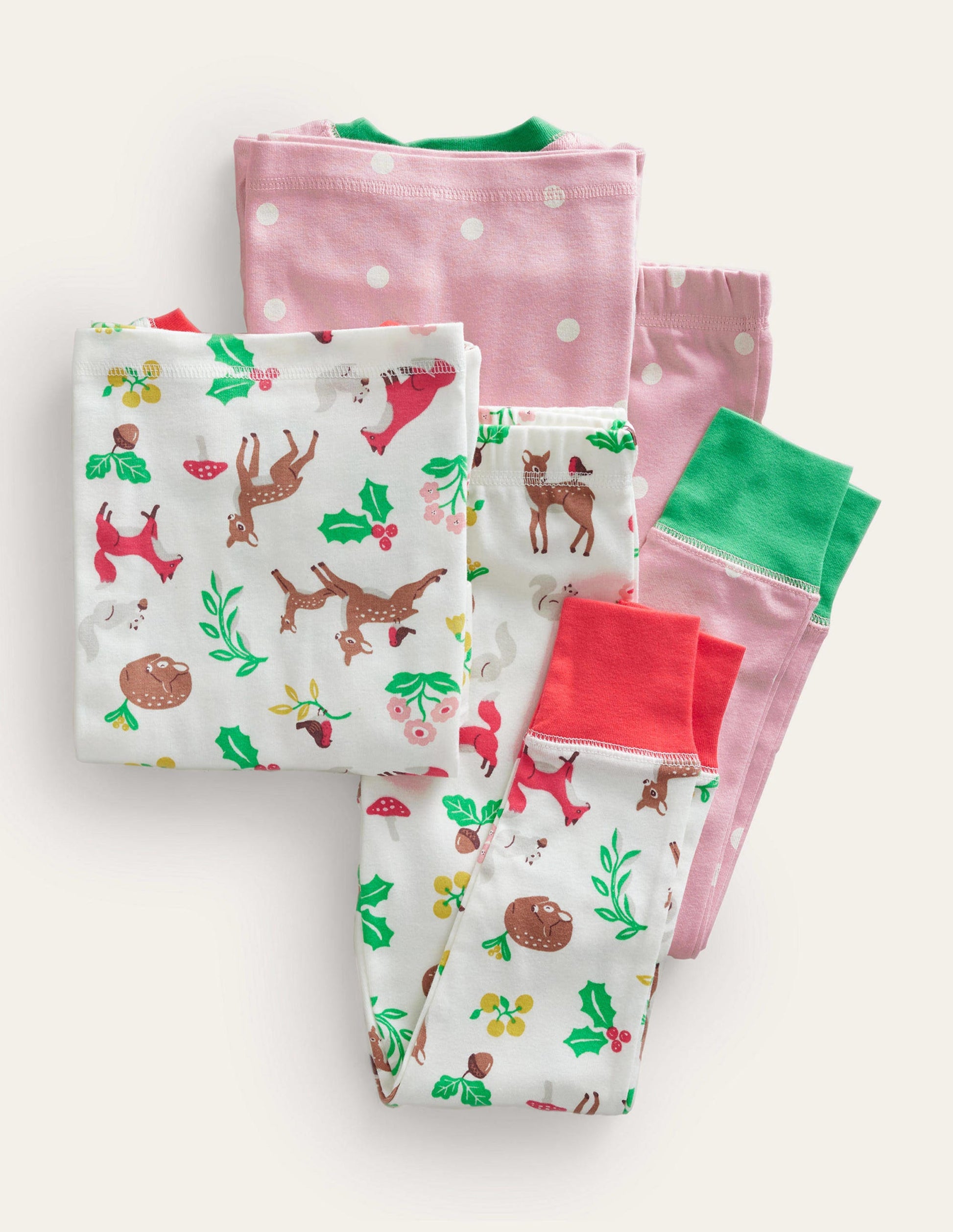 Twin Pack Snug Pajamas-Ivory Festive Woodland-2