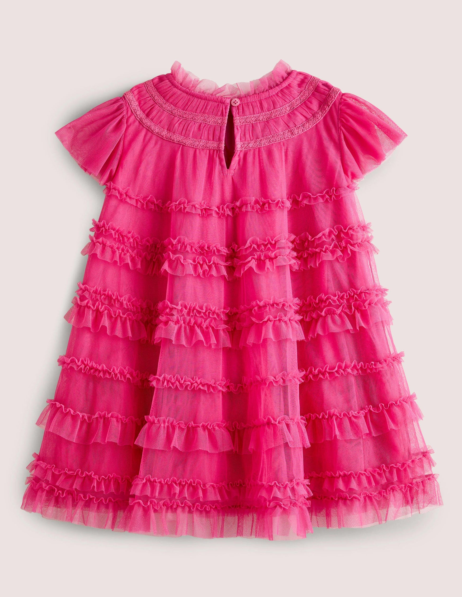 Pink Tulle Tiered Party Dress-Sweet Pink-2