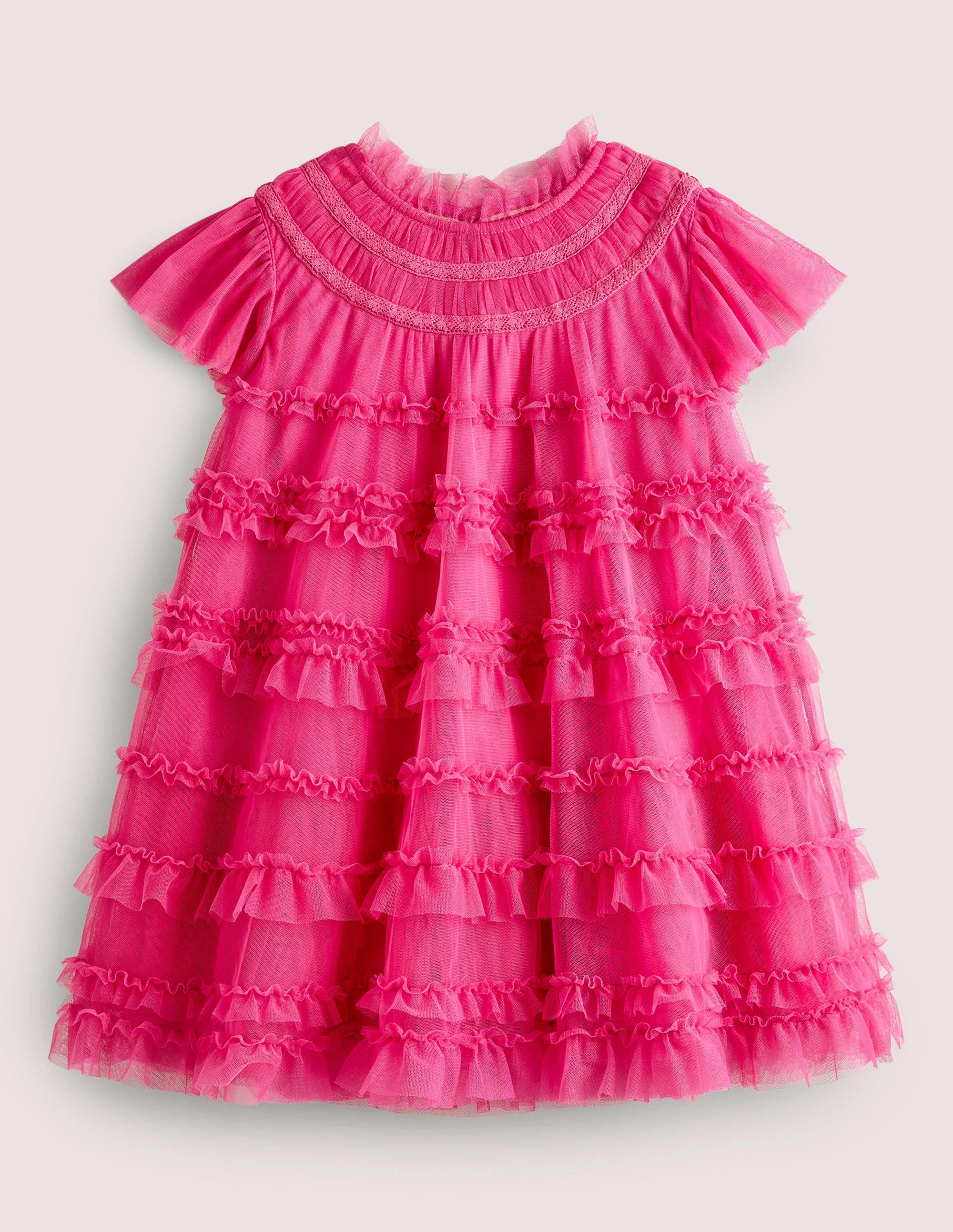 Pink Tulle Tiered Party Dress-Sweet Pink - Image 1