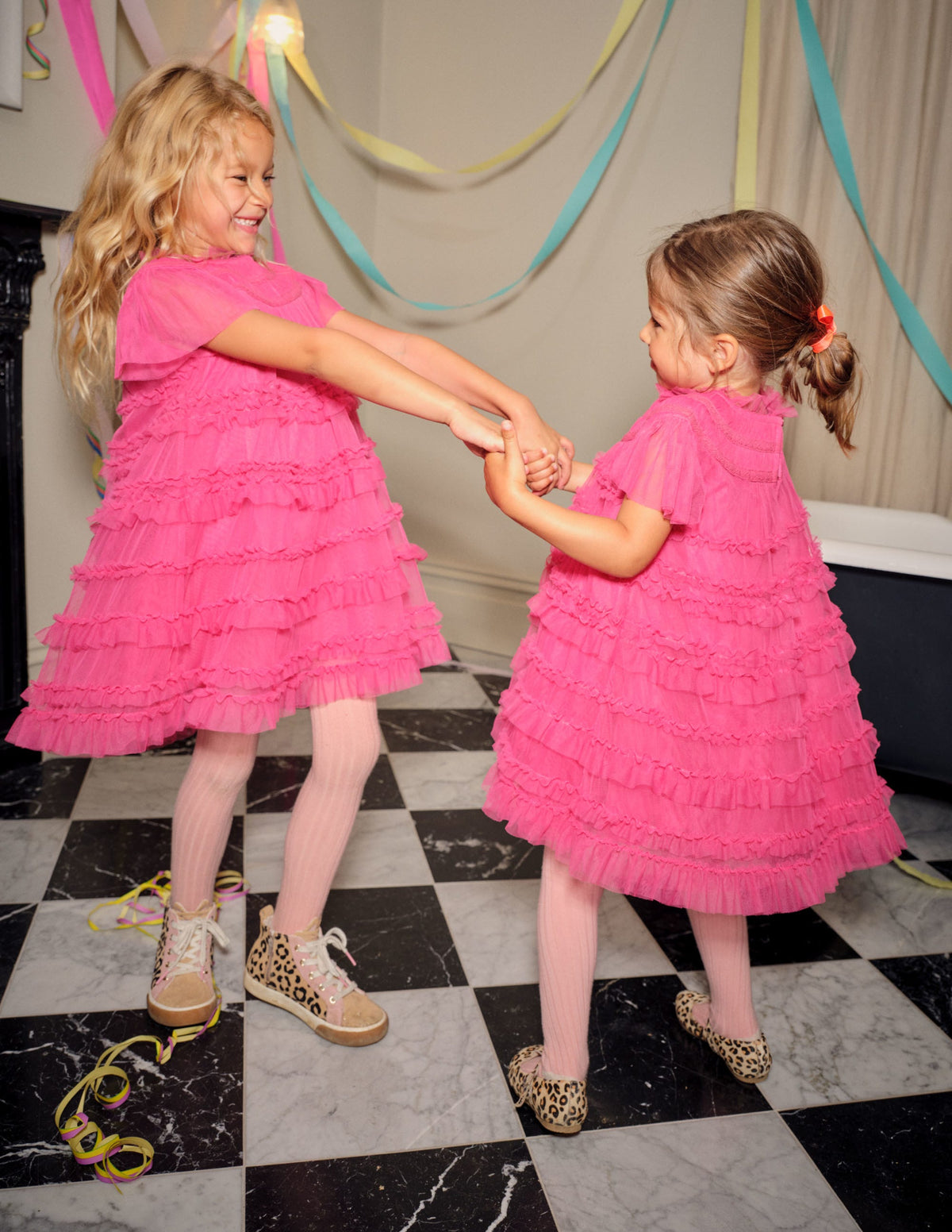 Pink Tulle Tiered Party Dress-Sweet Pink-5