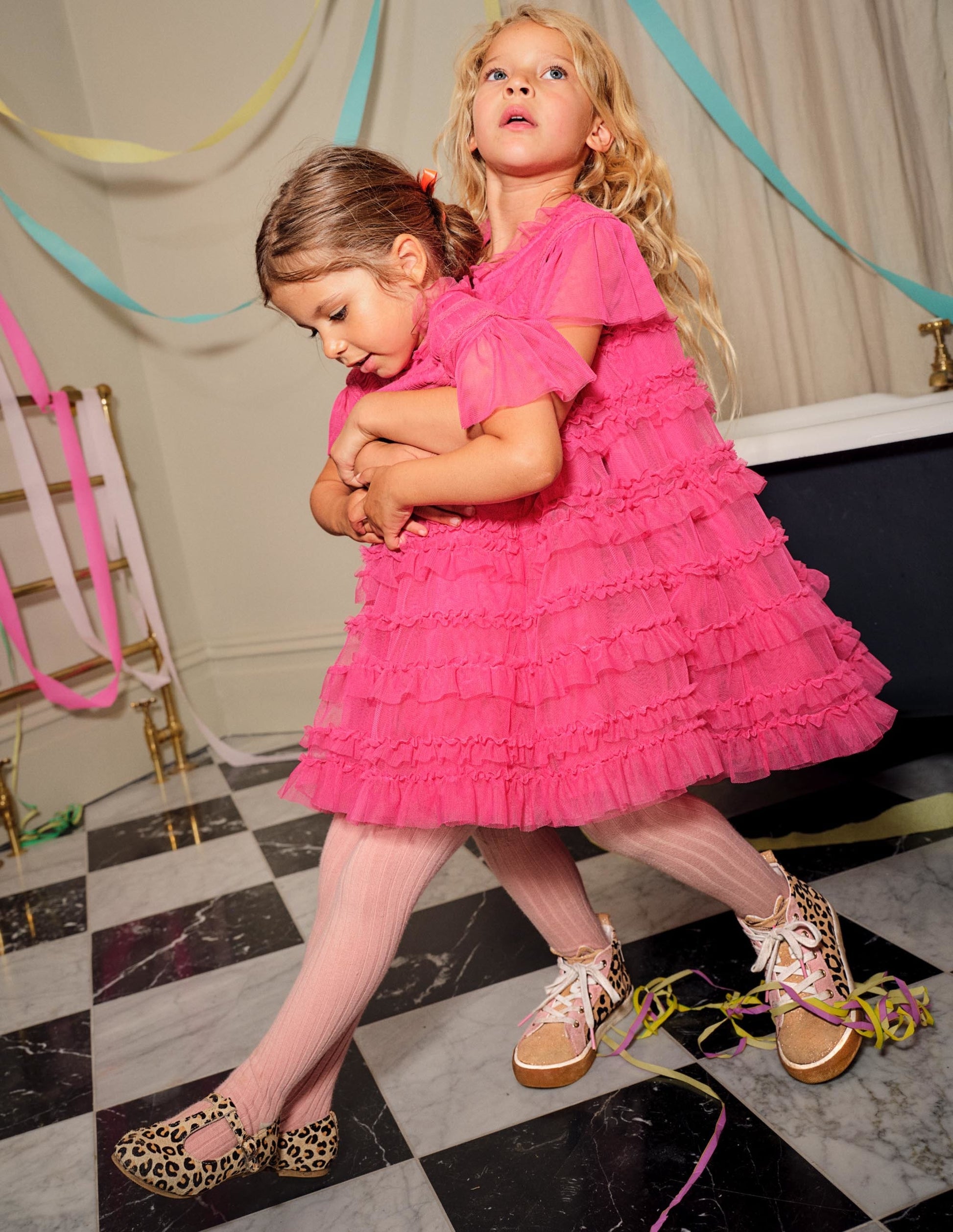 Pink Tulle Tiered Party Dress-Sweet Pink-7