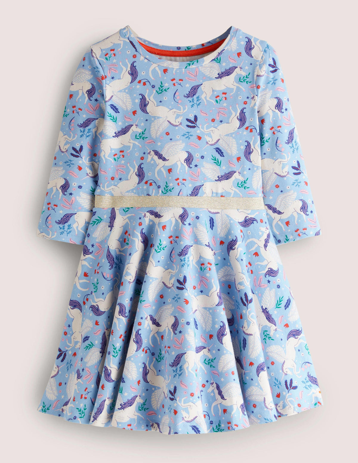 Twirly Skater Dress-Dusty Blue Magical Unicorns - Image 1