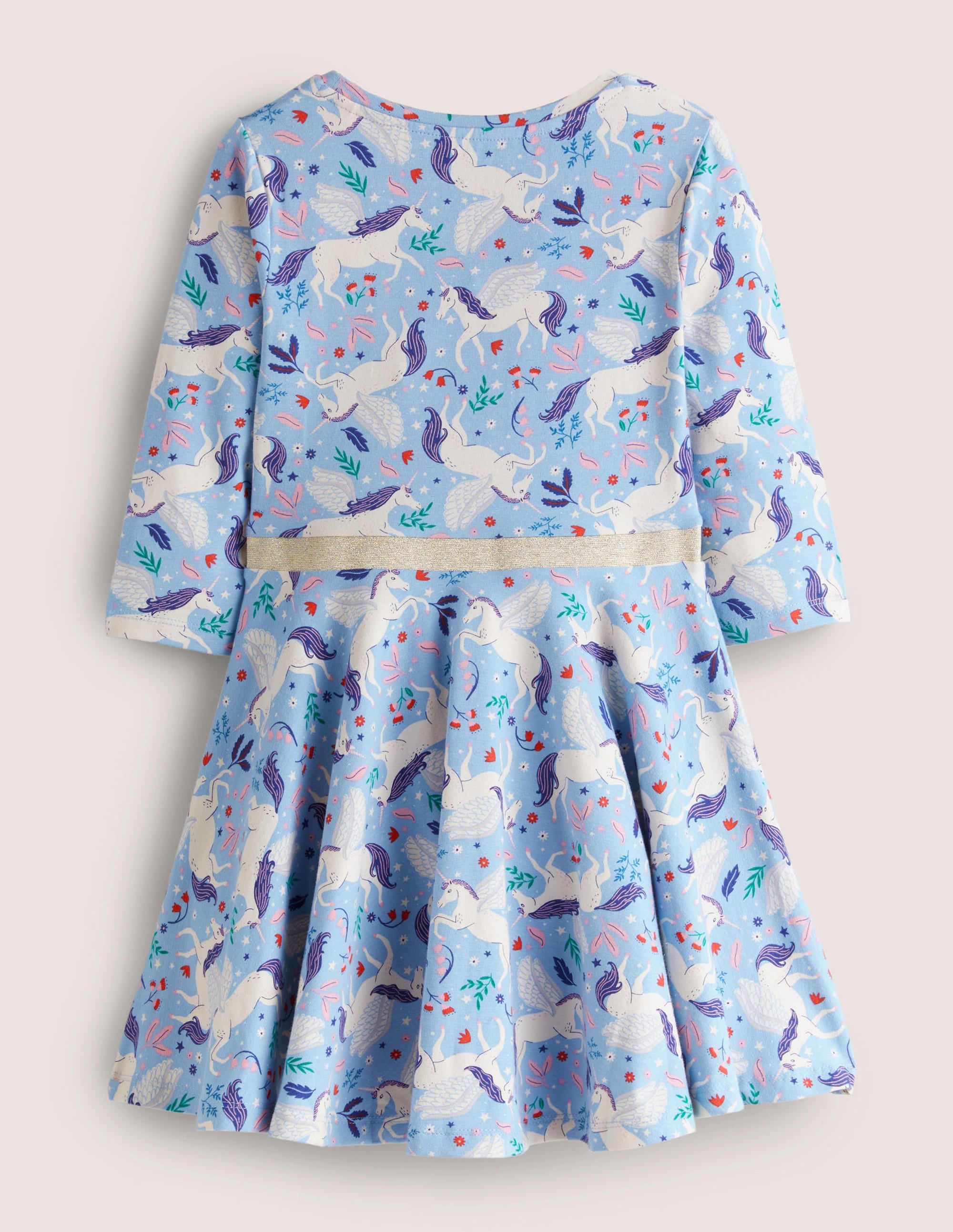Twirly Skater Dress-Dusty Blue Magical Unicorns - Image 2