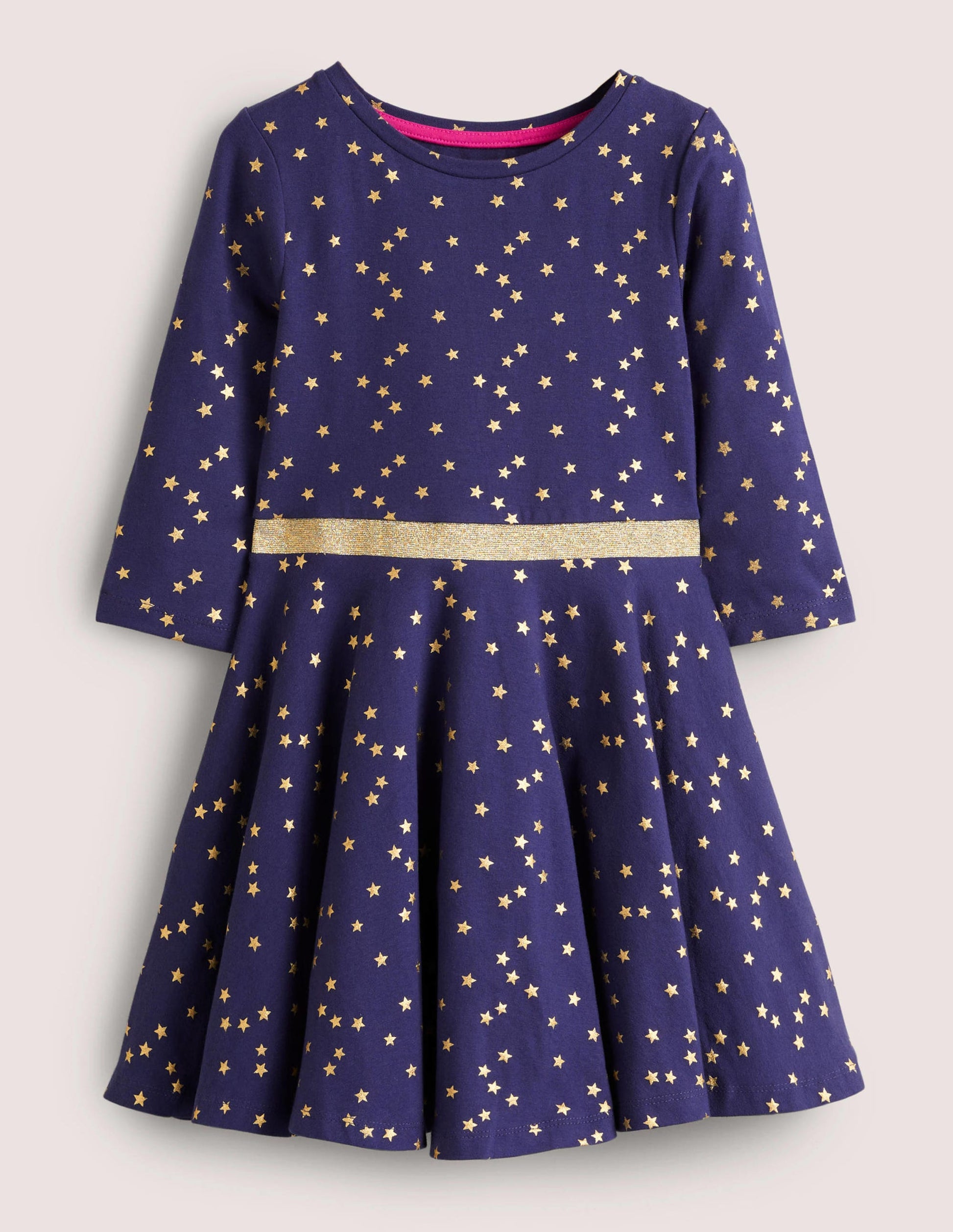 Twirly Skater Dress-Starboard Navy Gold Star-1
