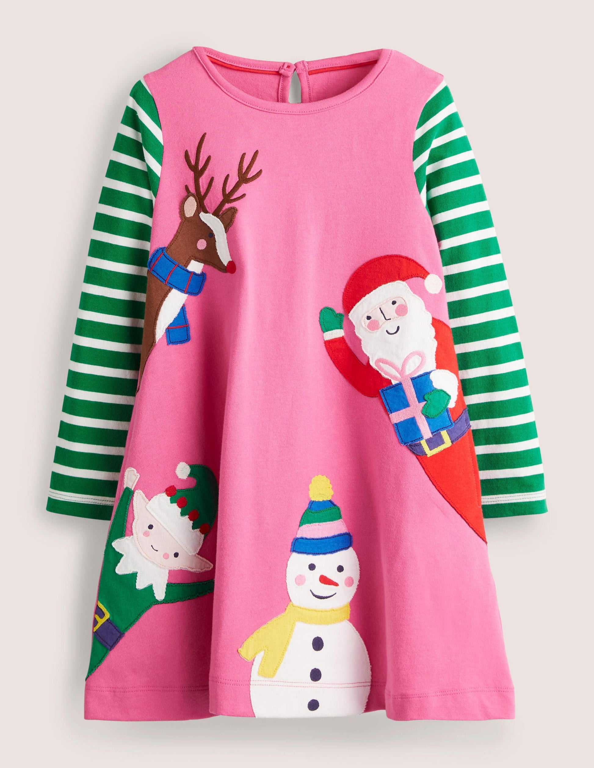 Big Appliqué Dress-Tickled Pink Christmas Friends-1