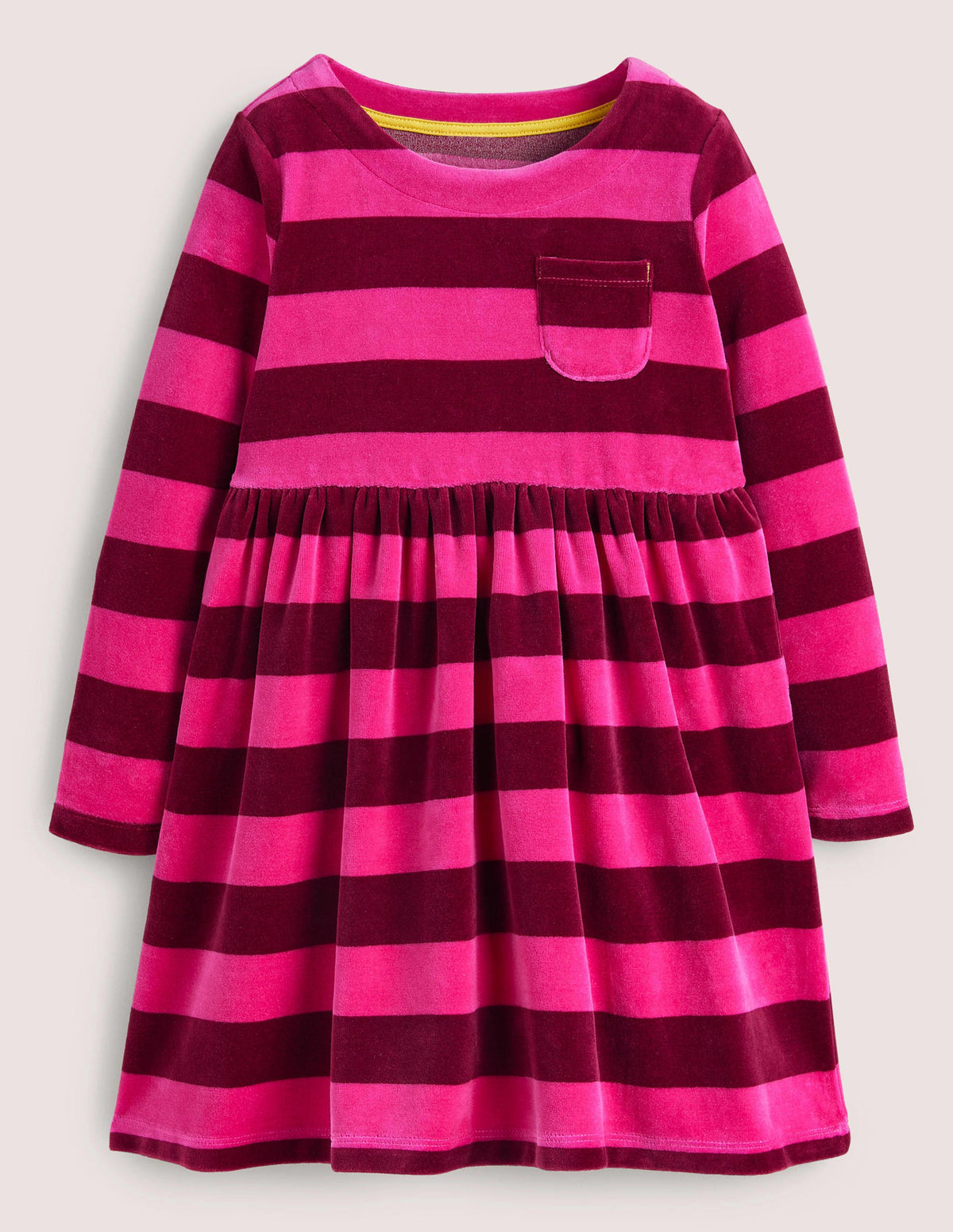 Velour Stripe Dress-Shocking Pink/ Damson Burgundy - Image 1