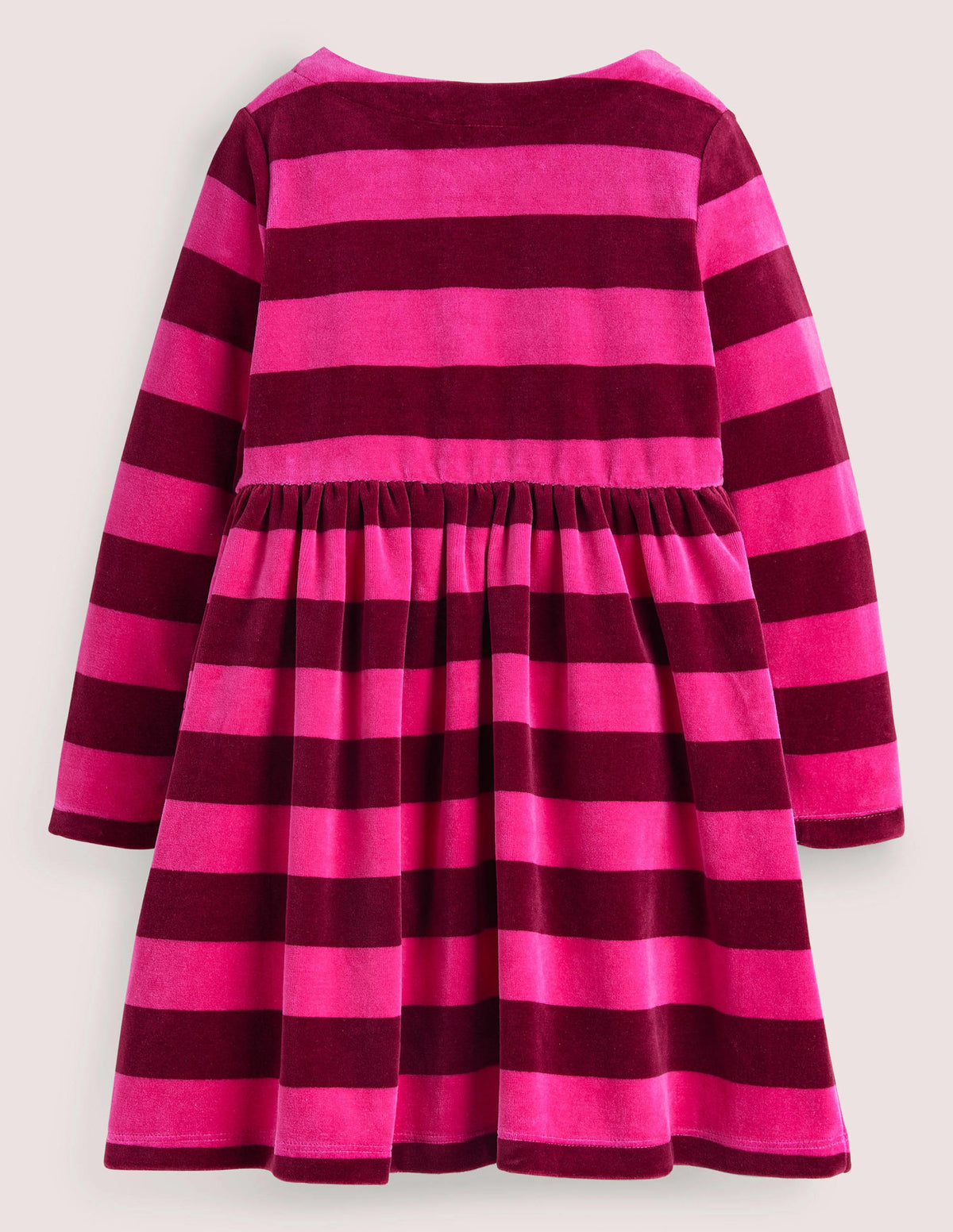 Velour Stripe Dress-Shocking Pink/ Damson Burgundy-2