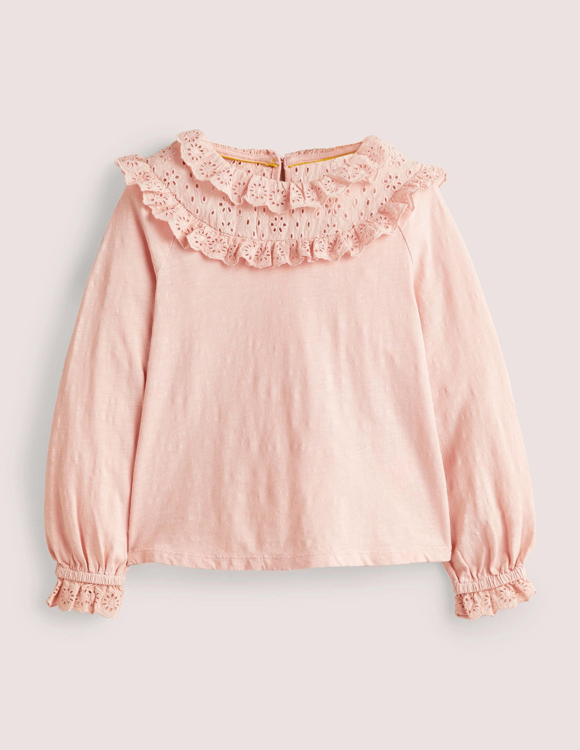 Frill Broderie Jersey Top-Provence Dusty Pink - Image 1