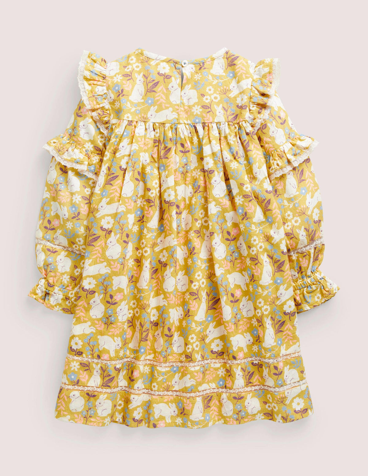 Printed Woven Dress-Honeycomb Yellow Bunnies - Image 2