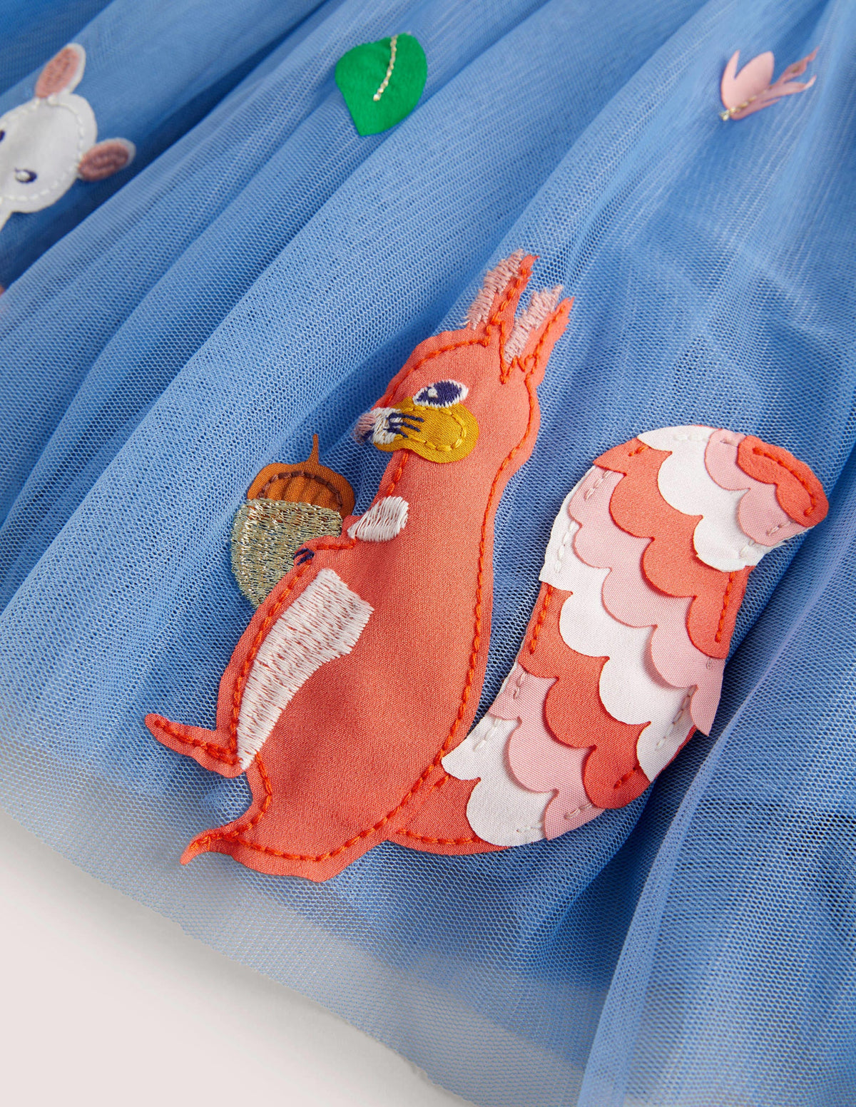 Tulle Appliqué Skirt-Riviera Blue Woodland Animals-3