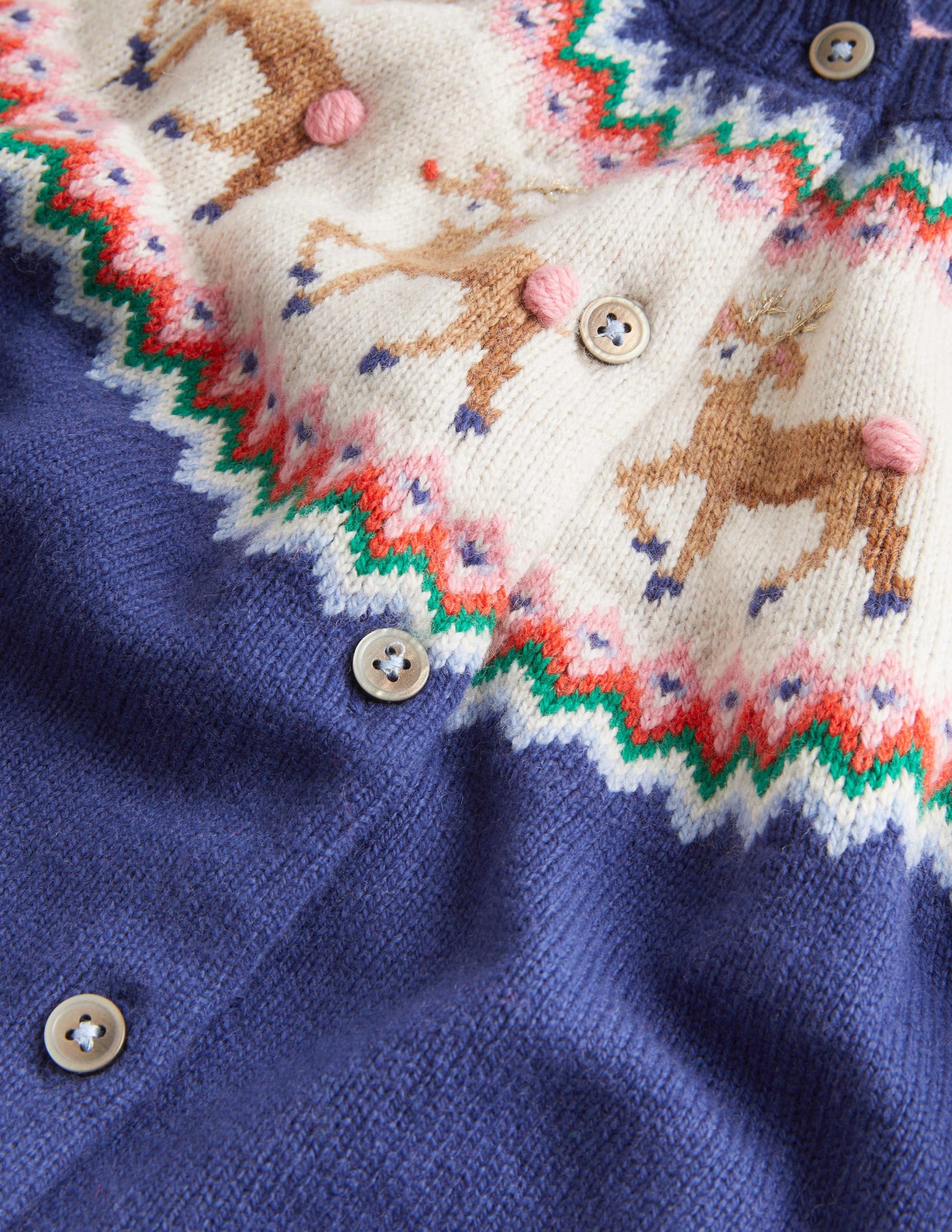 Navy Reindeer Fair Isle Christmas Cardigan-Navy Reindeers-3