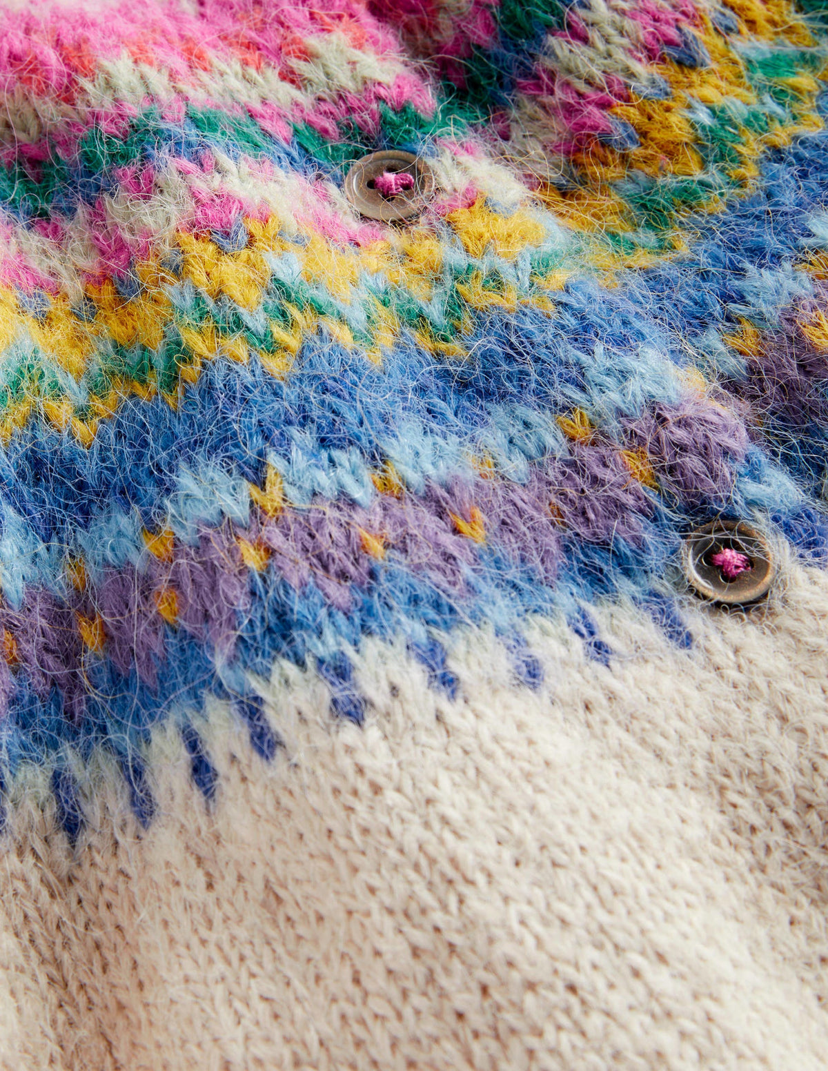 Fair Isle Yoke Cardigan-Ecru Marl Multi Yoke-3