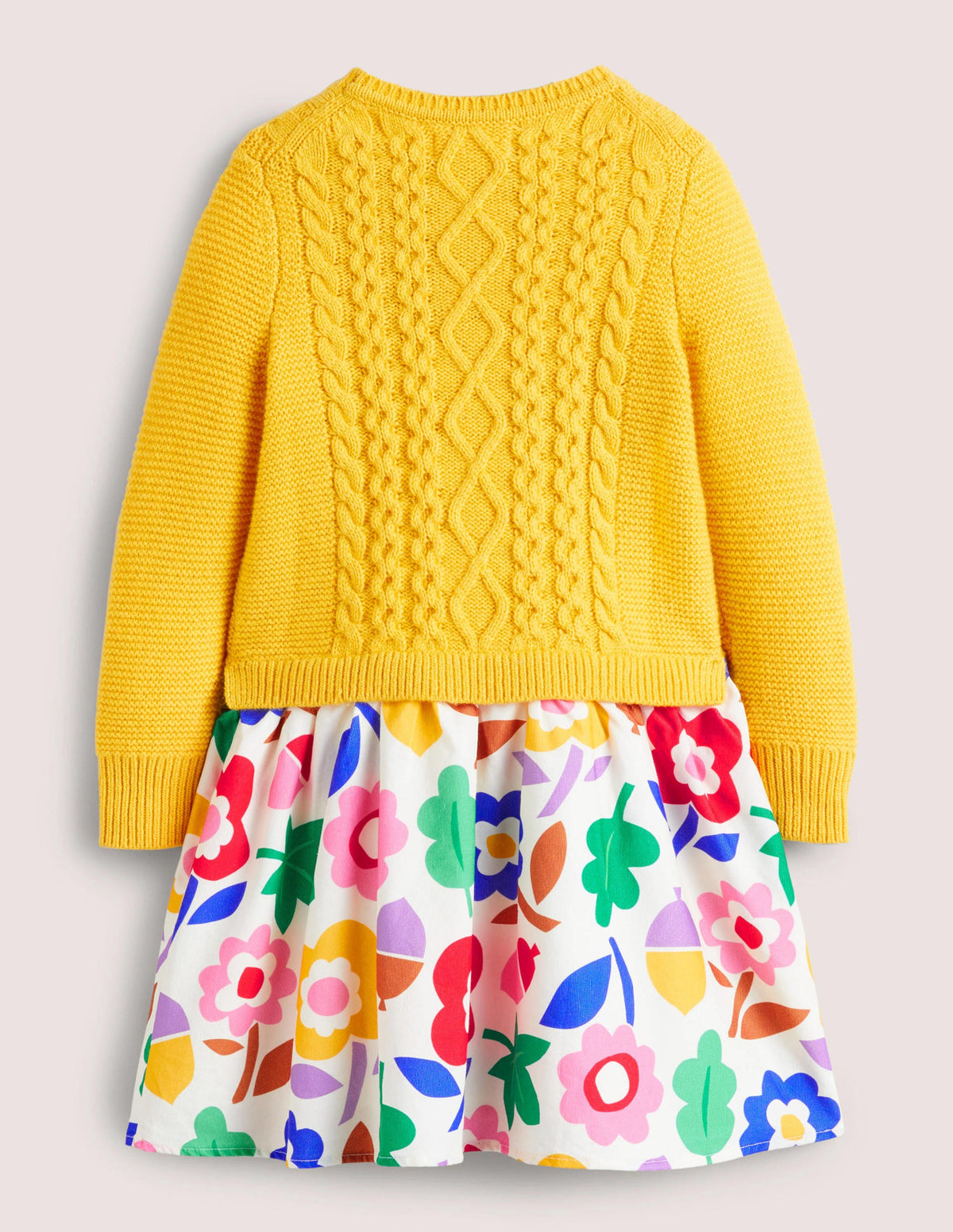 Woven & Knit Mix Dress-Ochre Acorn Floral-2