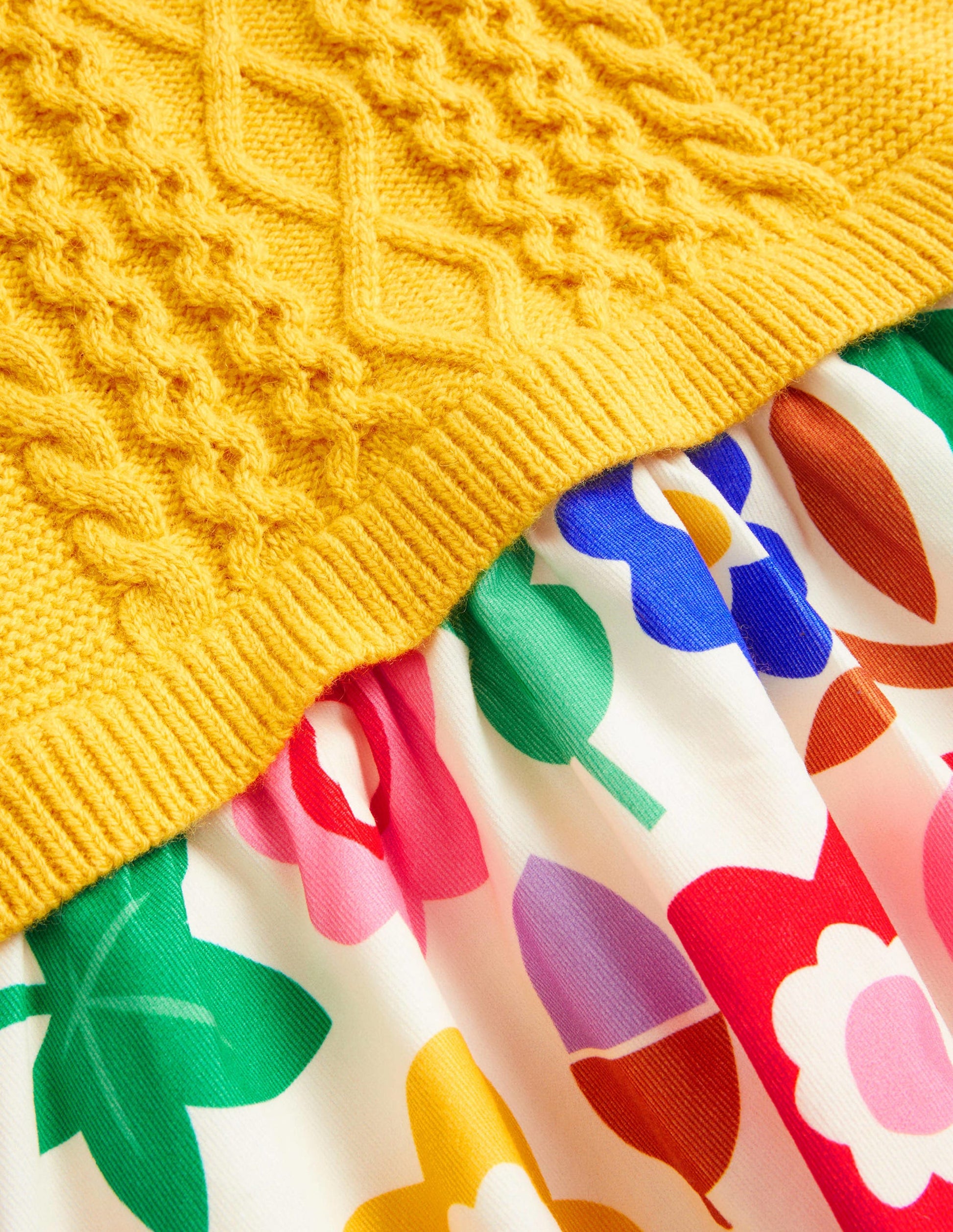 Woven & Knit Mix Dress-Ochre Acorn Floral-3