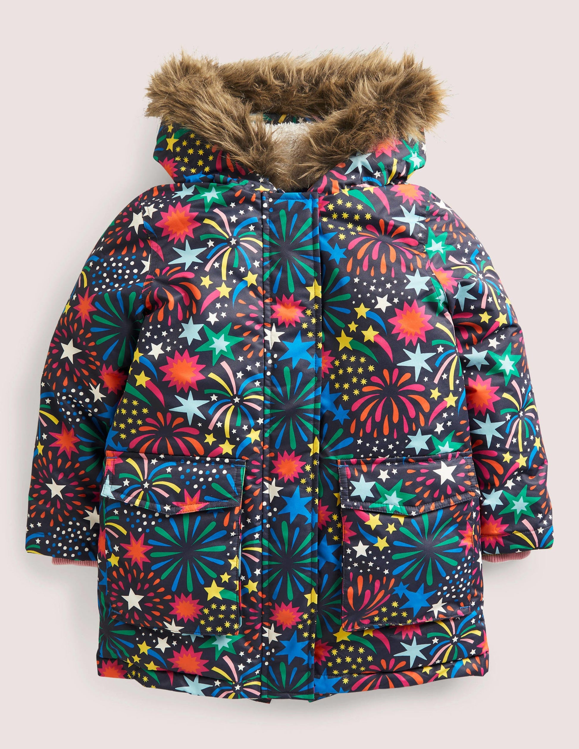 Cosy Waterproof Parka-Soot Grey Fireworks-1