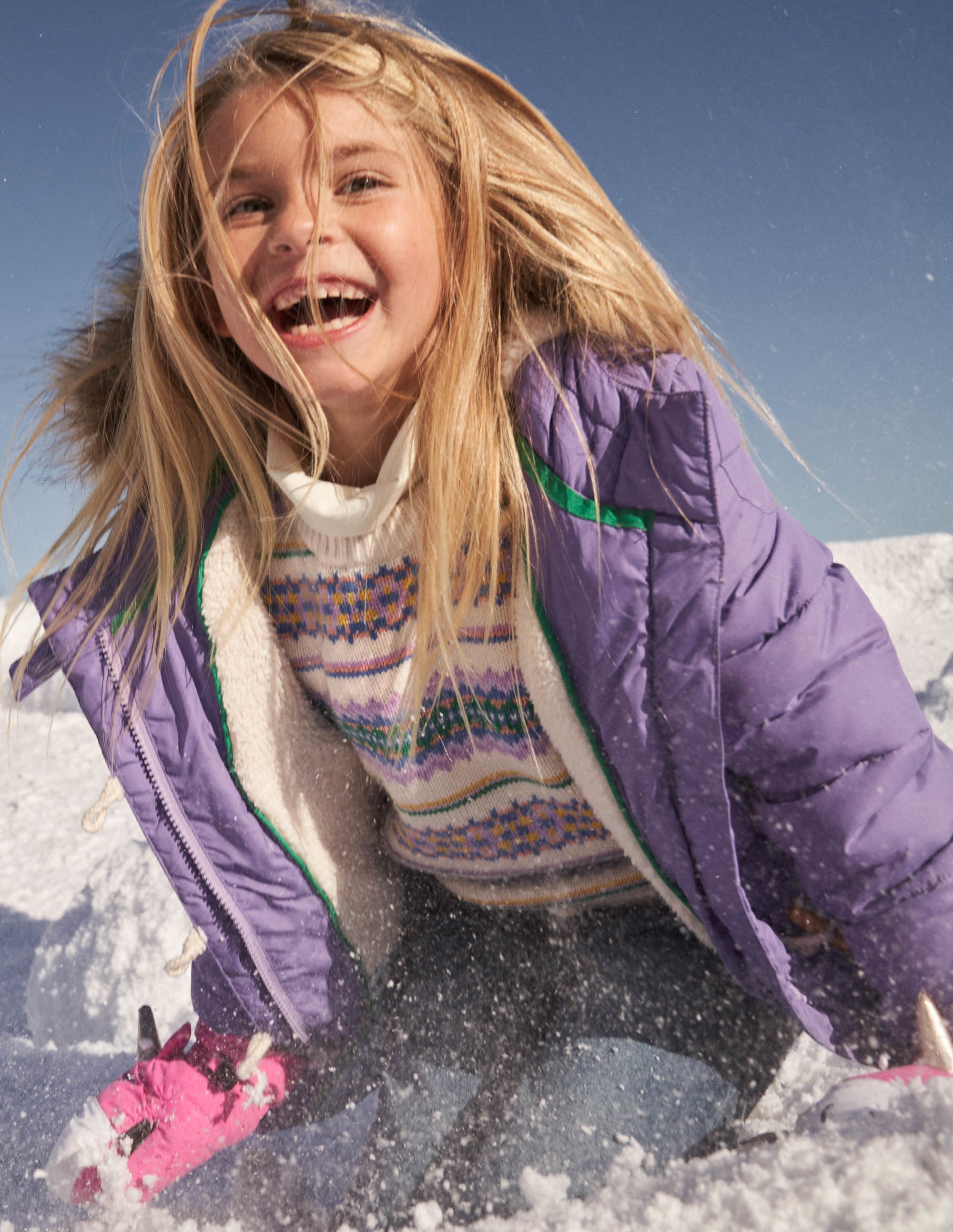 Purple Star Fleece-Lined Hooded Puffer Jacket-Aster Purple Star - Image 5