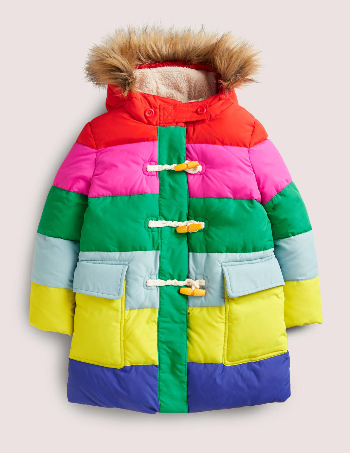 Rainbow Fleece-Lined Hooded Puffer Jacket-Multi Rainbow-1