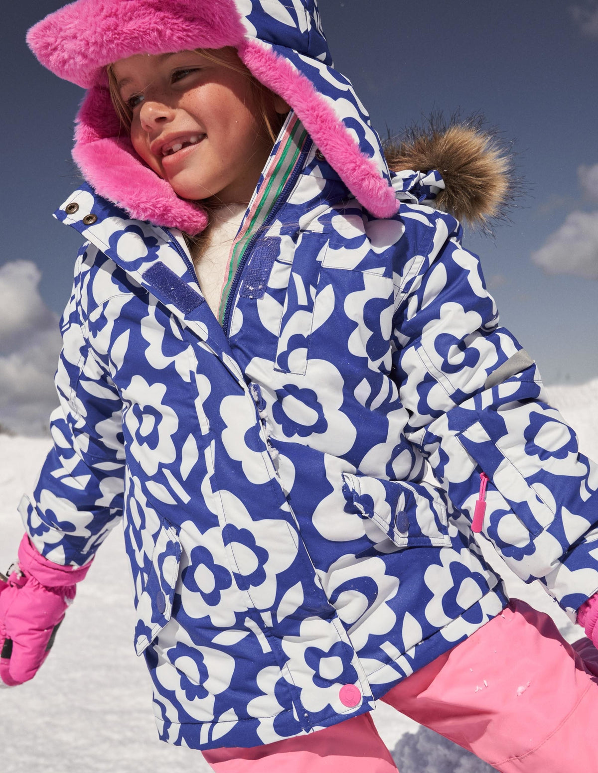 All-weather Waterproof Jacket-Ivory/Bluing Blue Floral-9