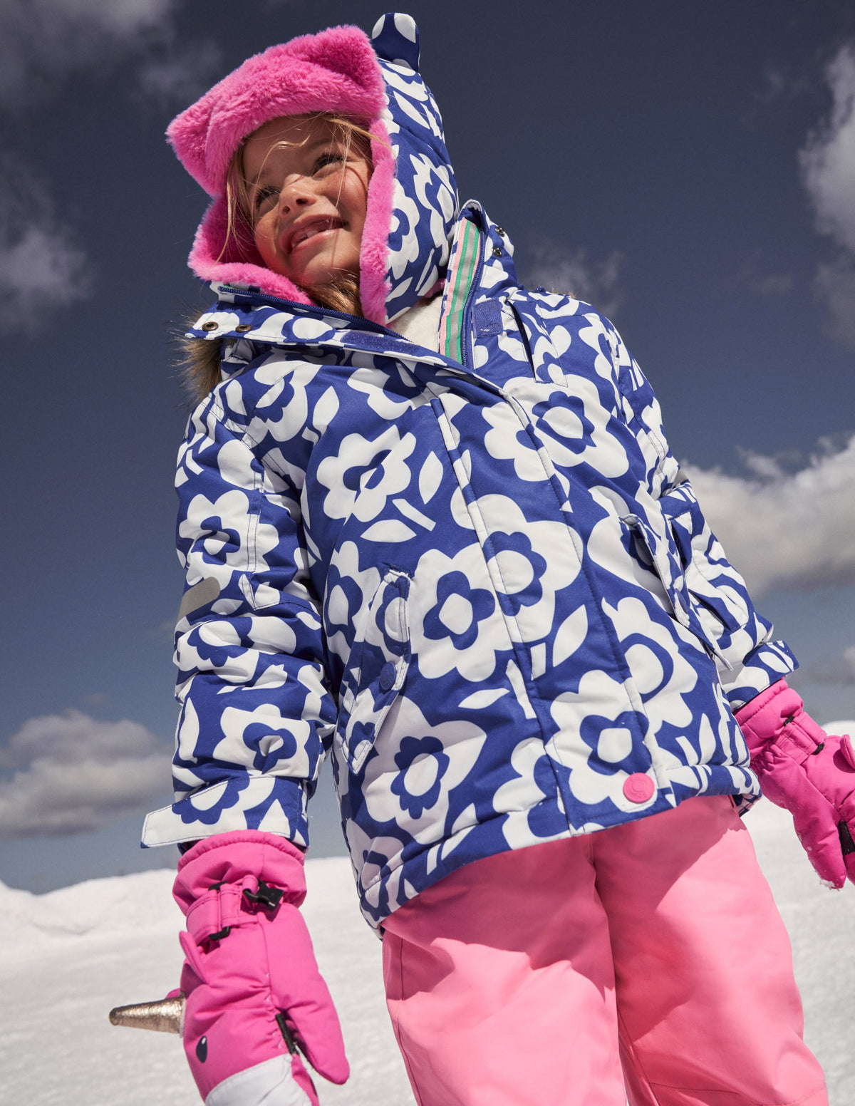 All-weather Waterproof Jacket-Ivory/Bluing Blue Floral - Image 10