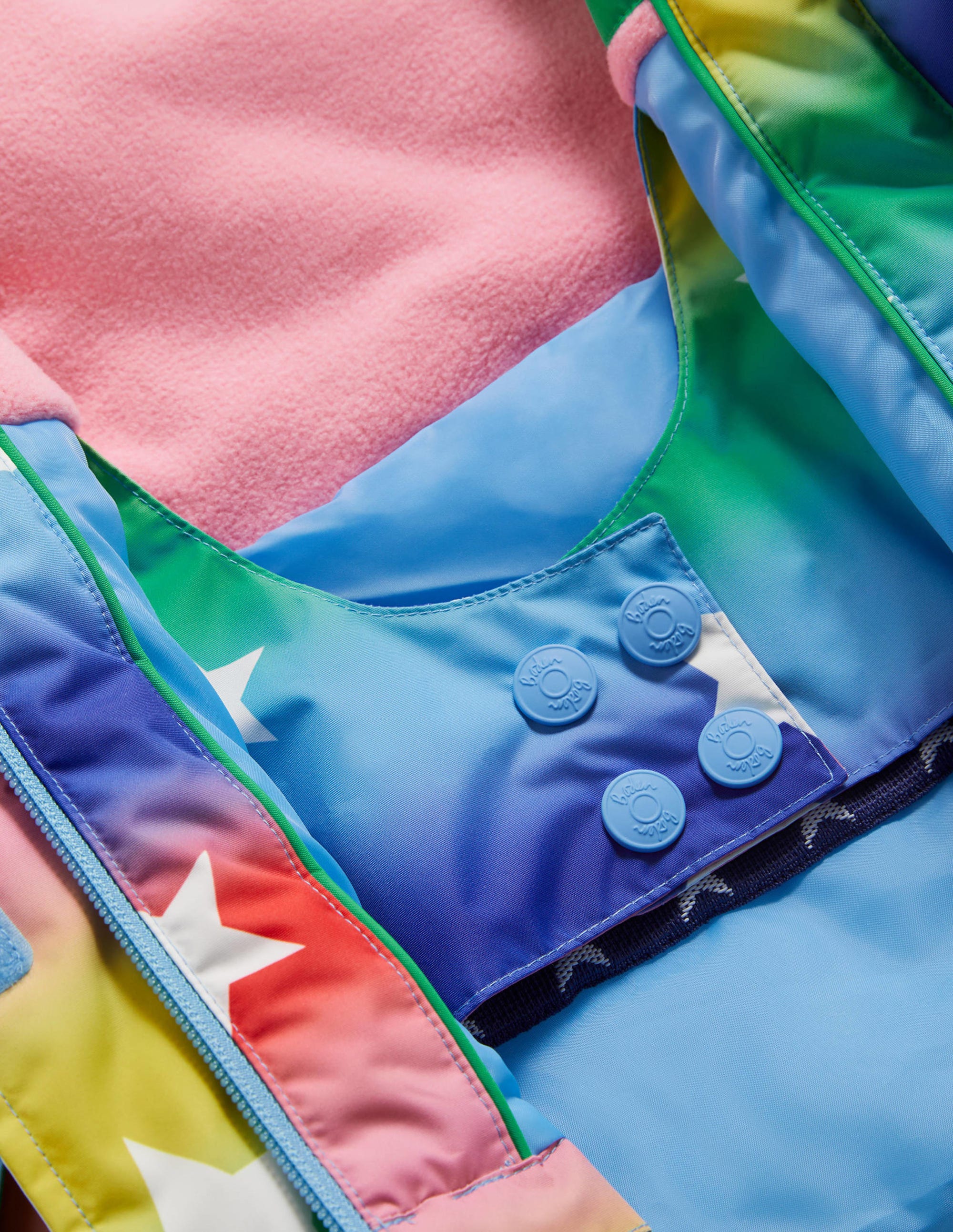 Rainbow Star Print Hooded Waterproof Jacket-Ombre Rainbow Star - Image 3