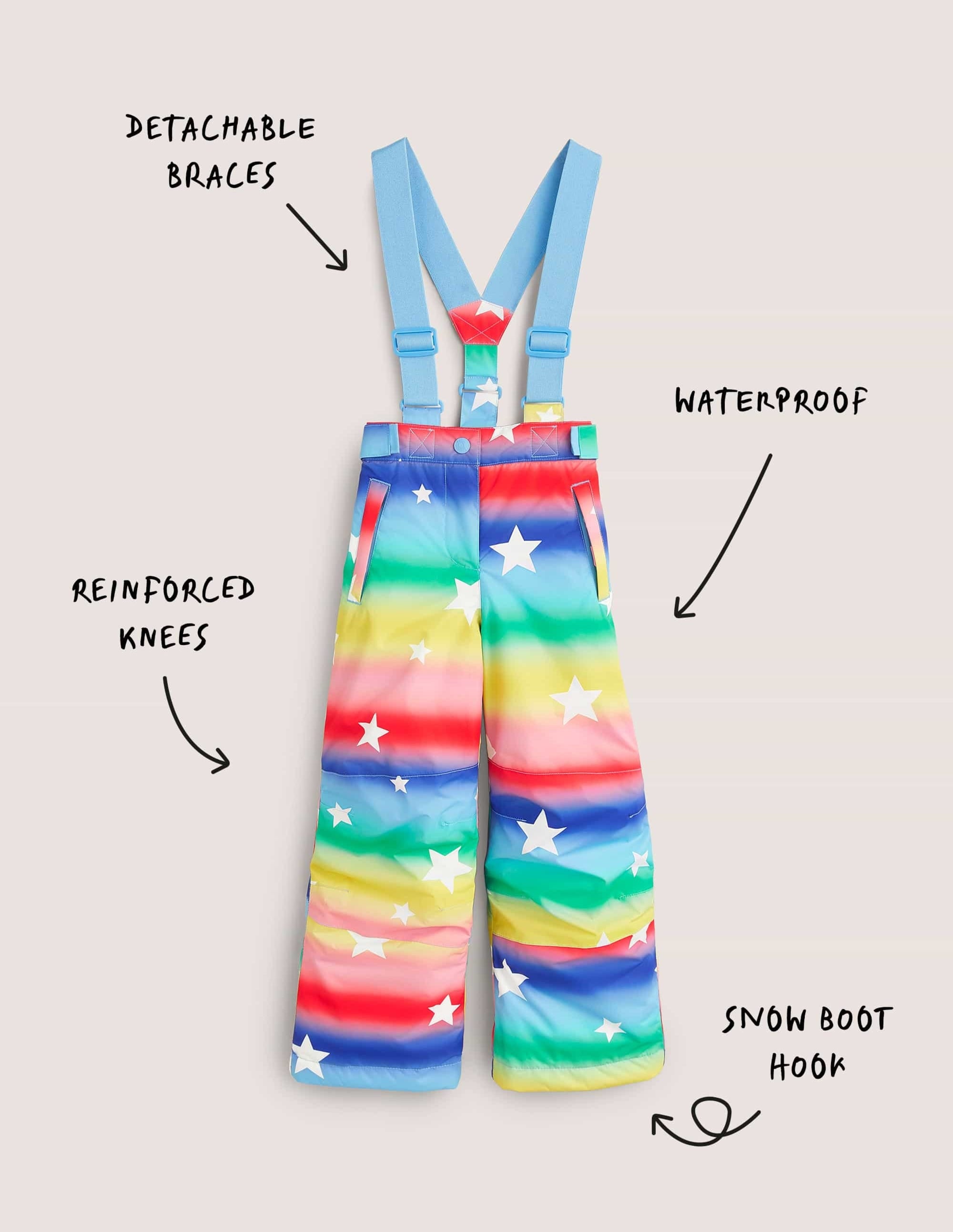 Rainbow Star Waterproof Dungaree Pants-Ombre Rainbow Star - Image 4