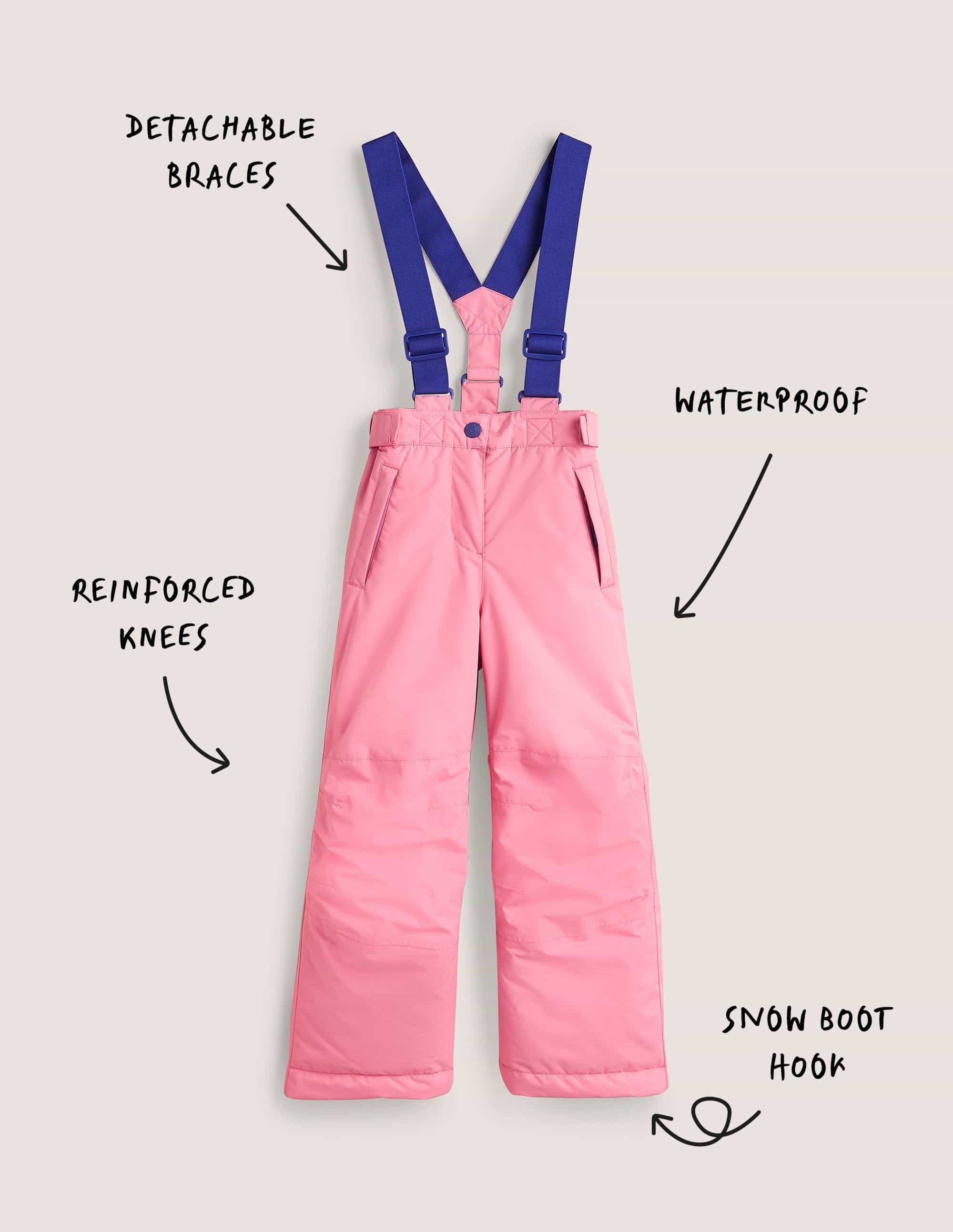 Pink Waterproof Dungaree Pants-Pink Lemonade - Image 4