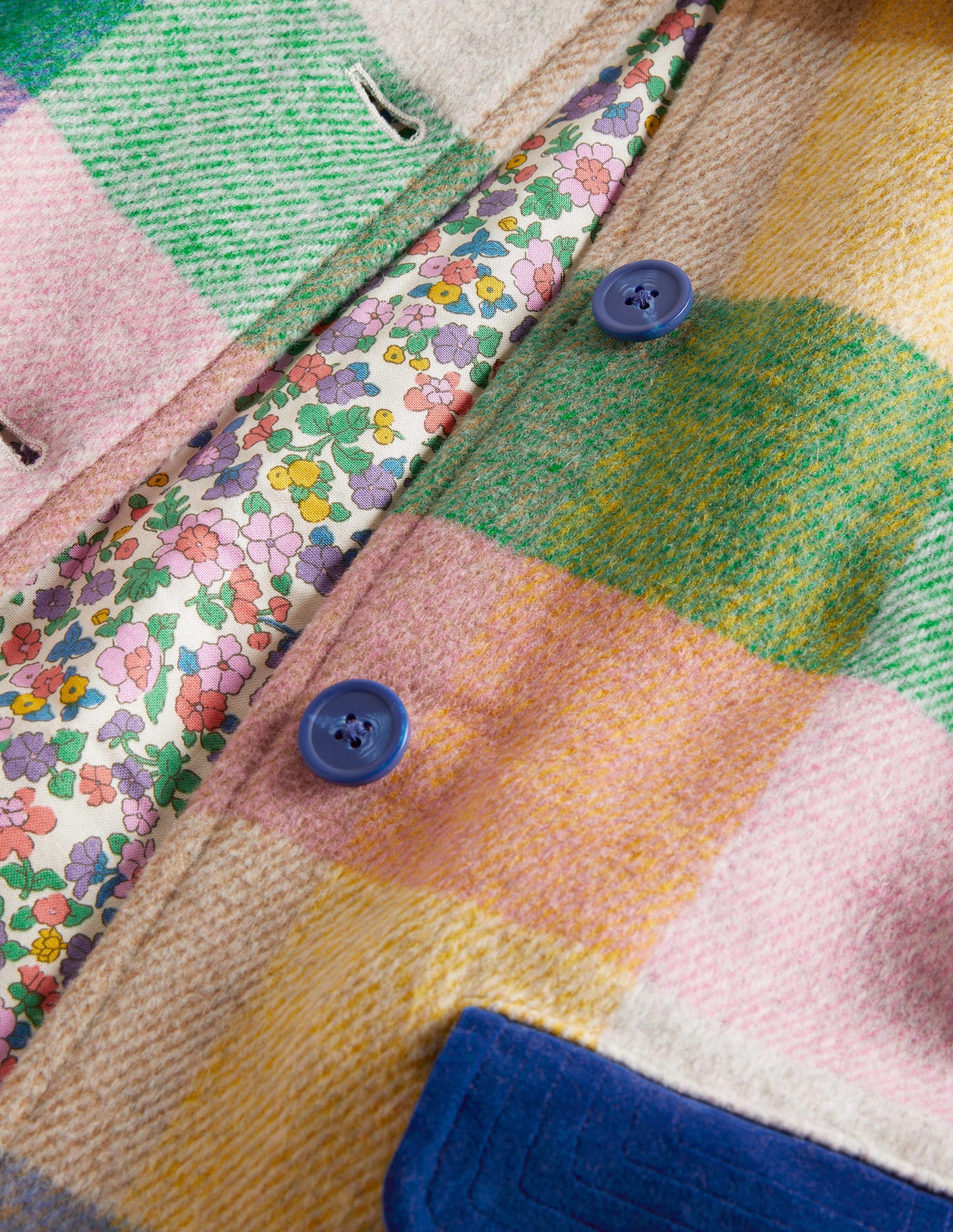 Check Wool Coat-Multi Rainbow Gingham - Image 3