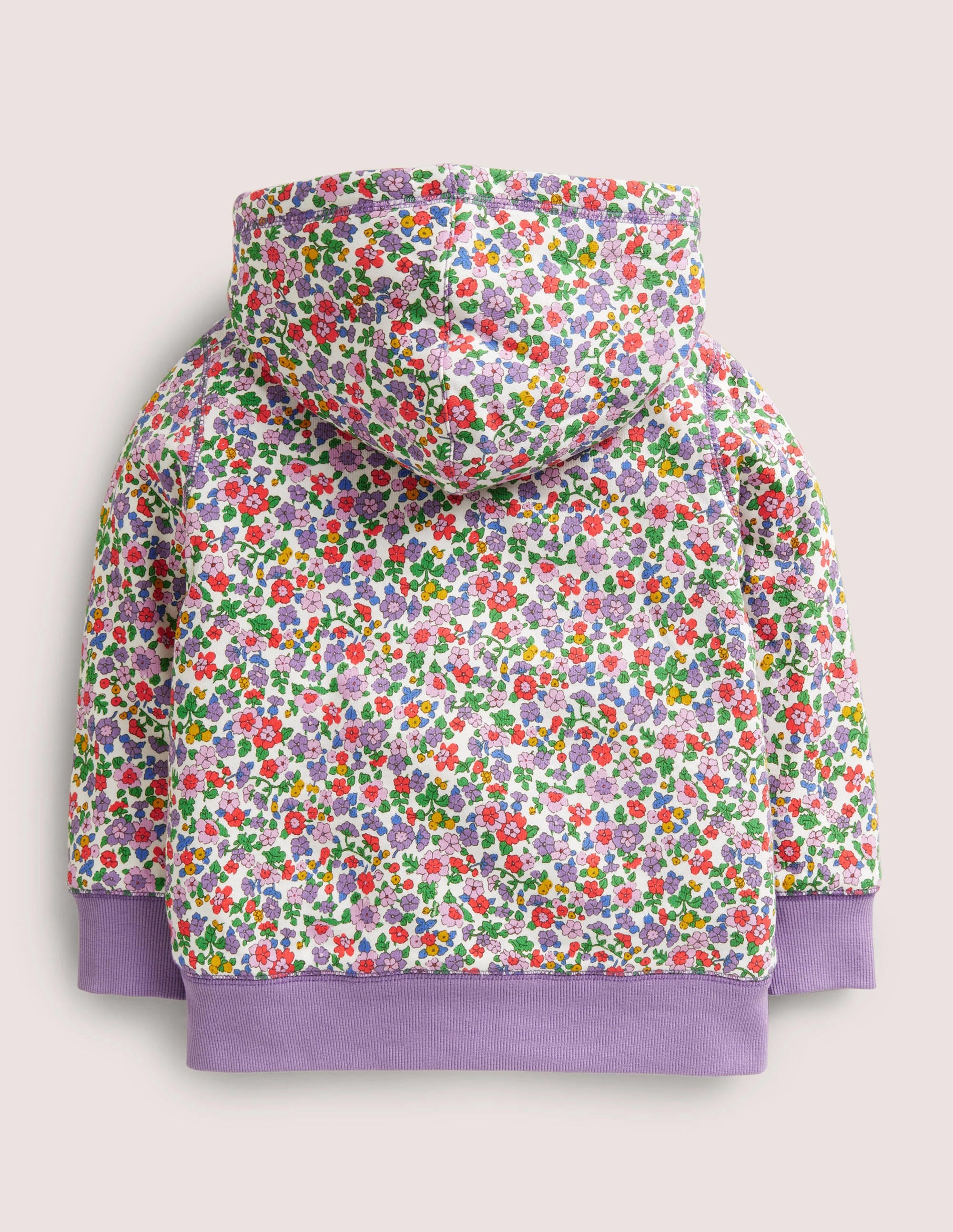 Purple Floral Borg Lined Hoodie-Aster Purple Floral - Image 2