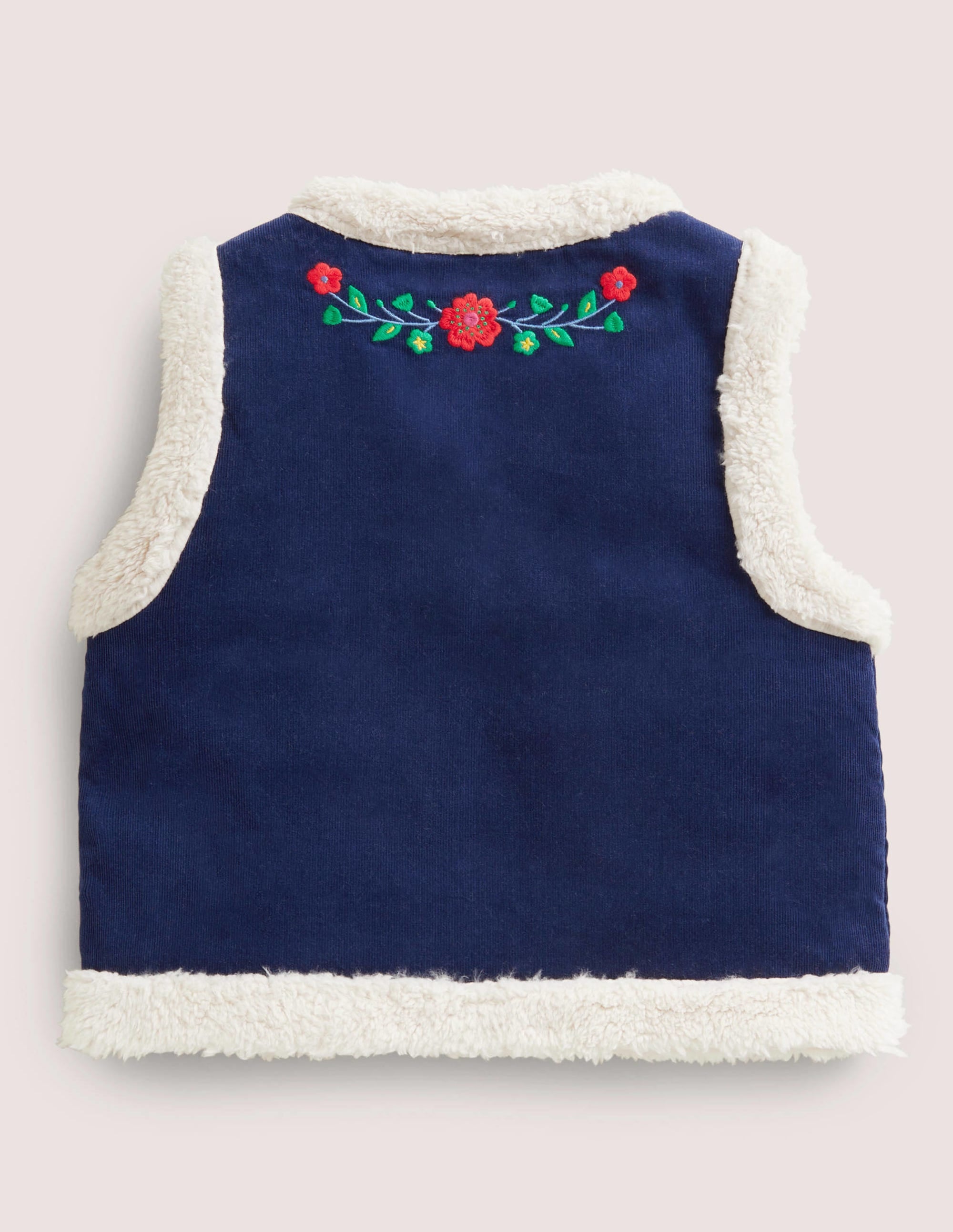 Shaggy Lined Emboidered Vest-College Navy - Image 2