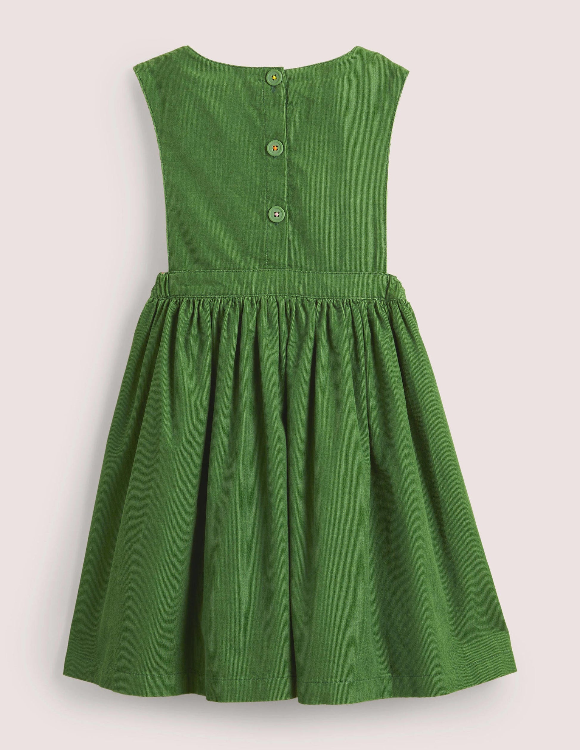 Appliqué Pinafore Dress-Olive Green Owls-2
