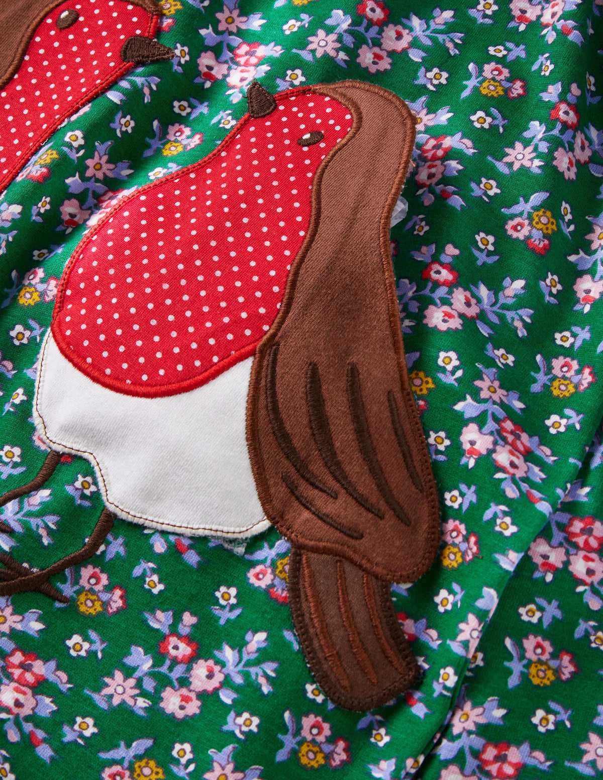 Pocket Jersey Tunic-Shady Green Floral Robins - Image 3