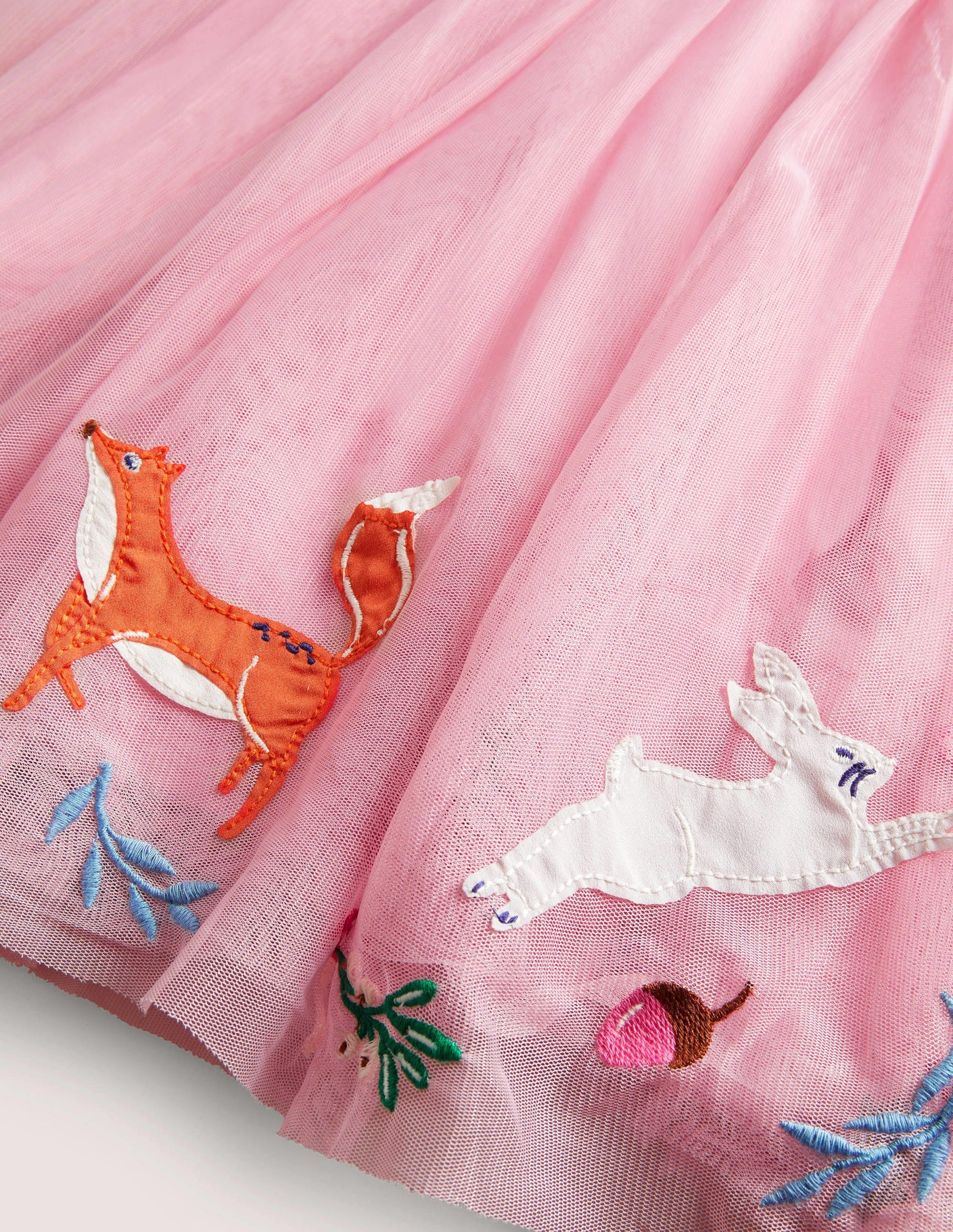 Pink Velvet Bodice Tulle Christmas Party Dress-Cameo Pink Woodland Animals-3