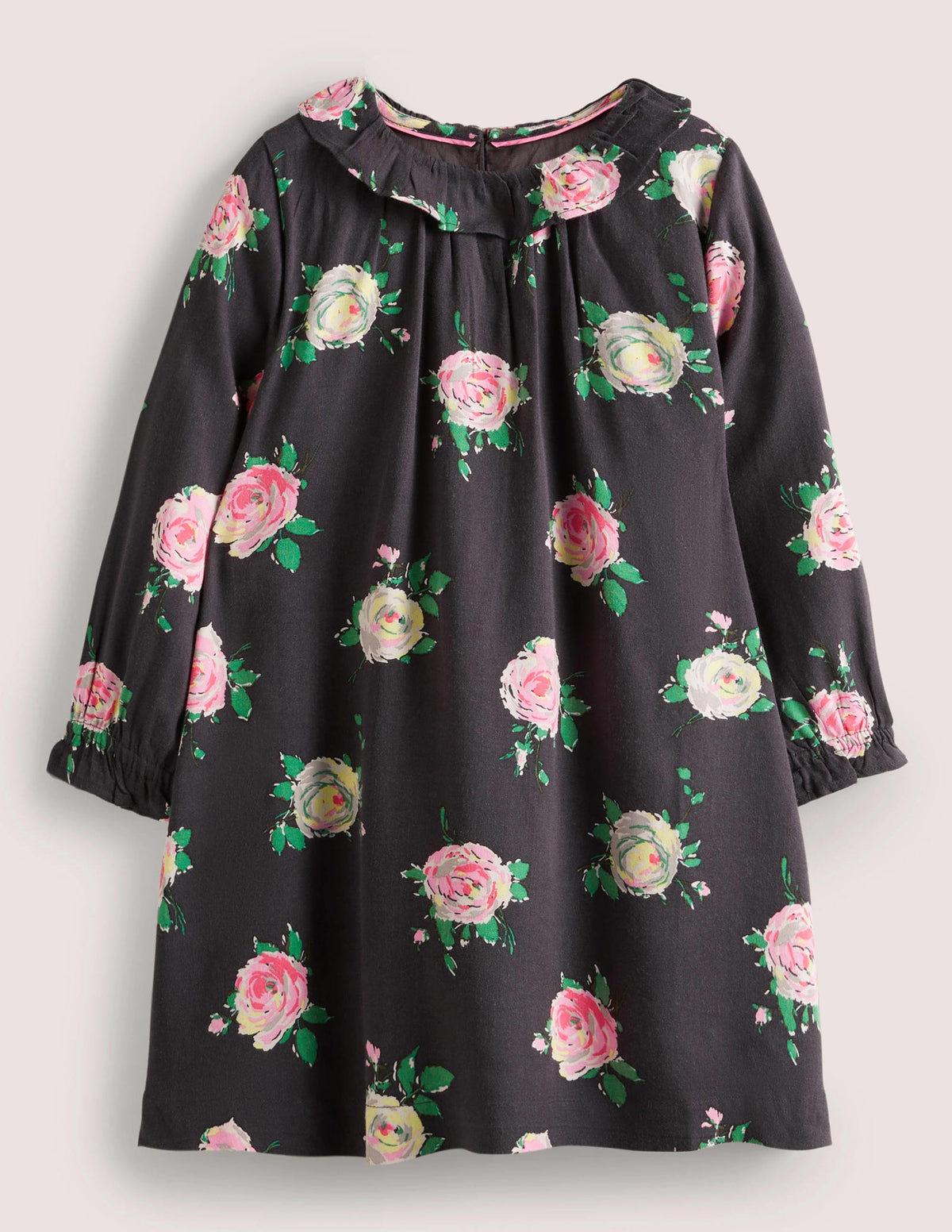 Woven Printed Dress-Soot Grey Rose - Image 1