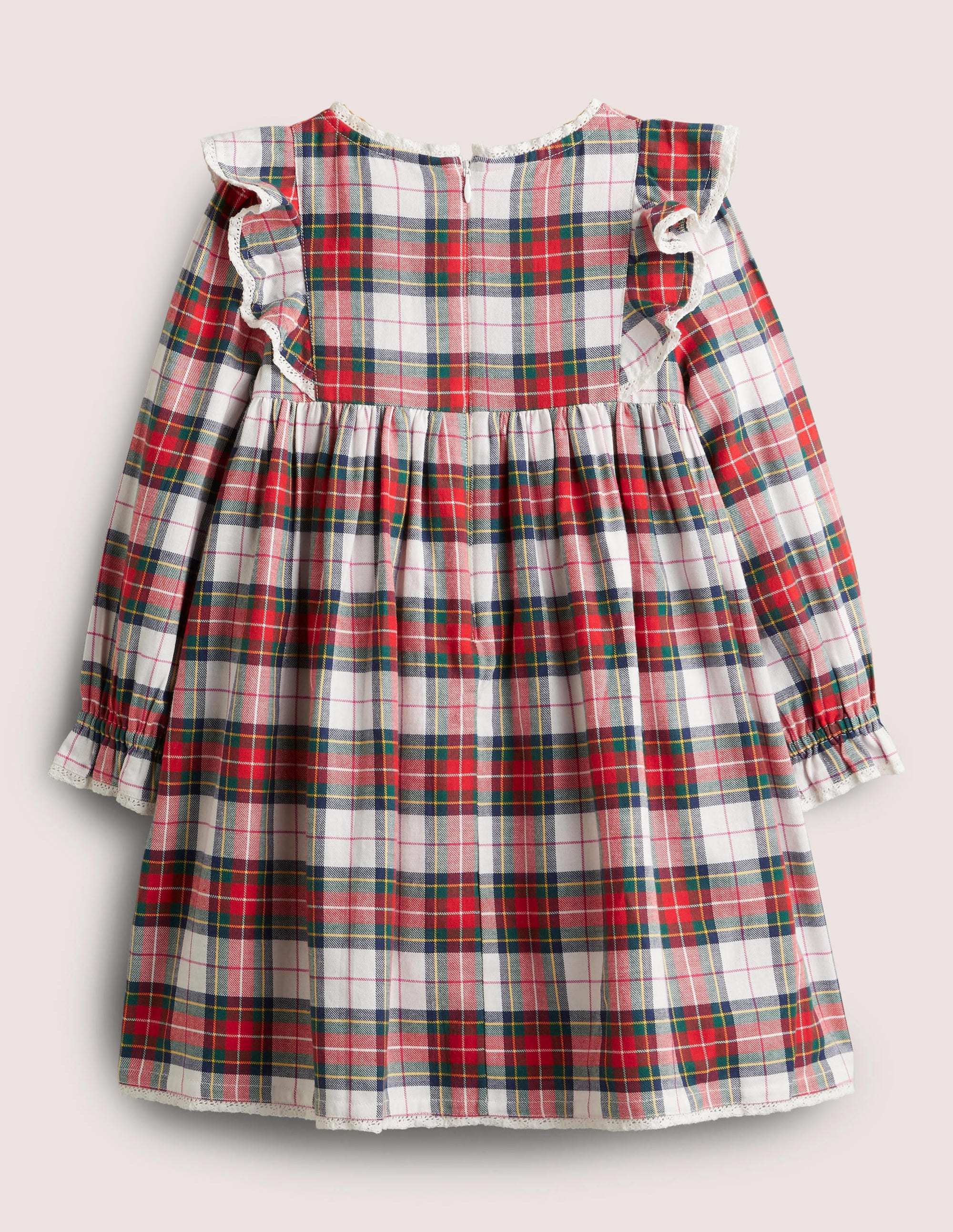 Woven Printed Dress-Ivory/Red Check - Image 2