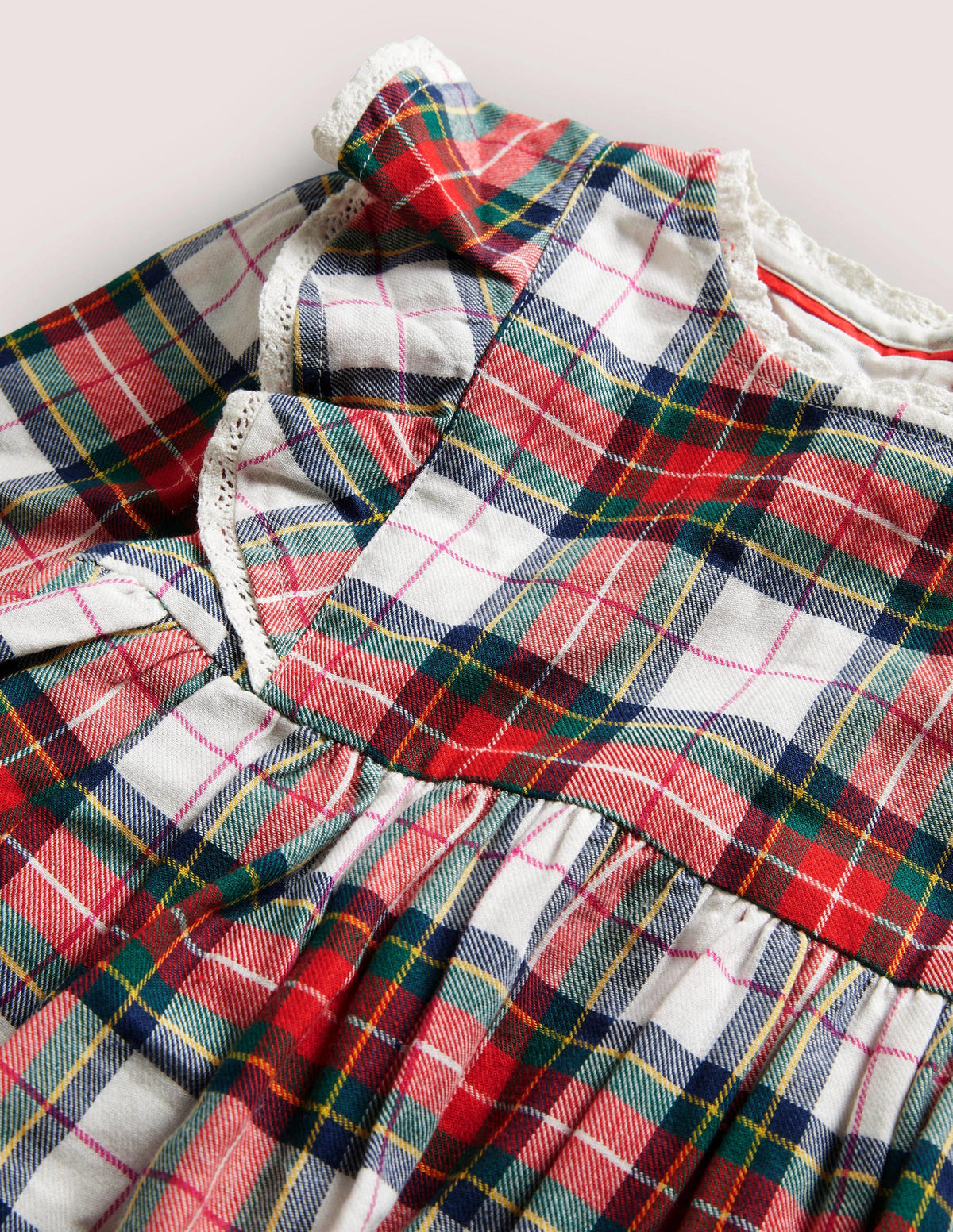 Woven Printed Dress-Ivory/Red Check-3
