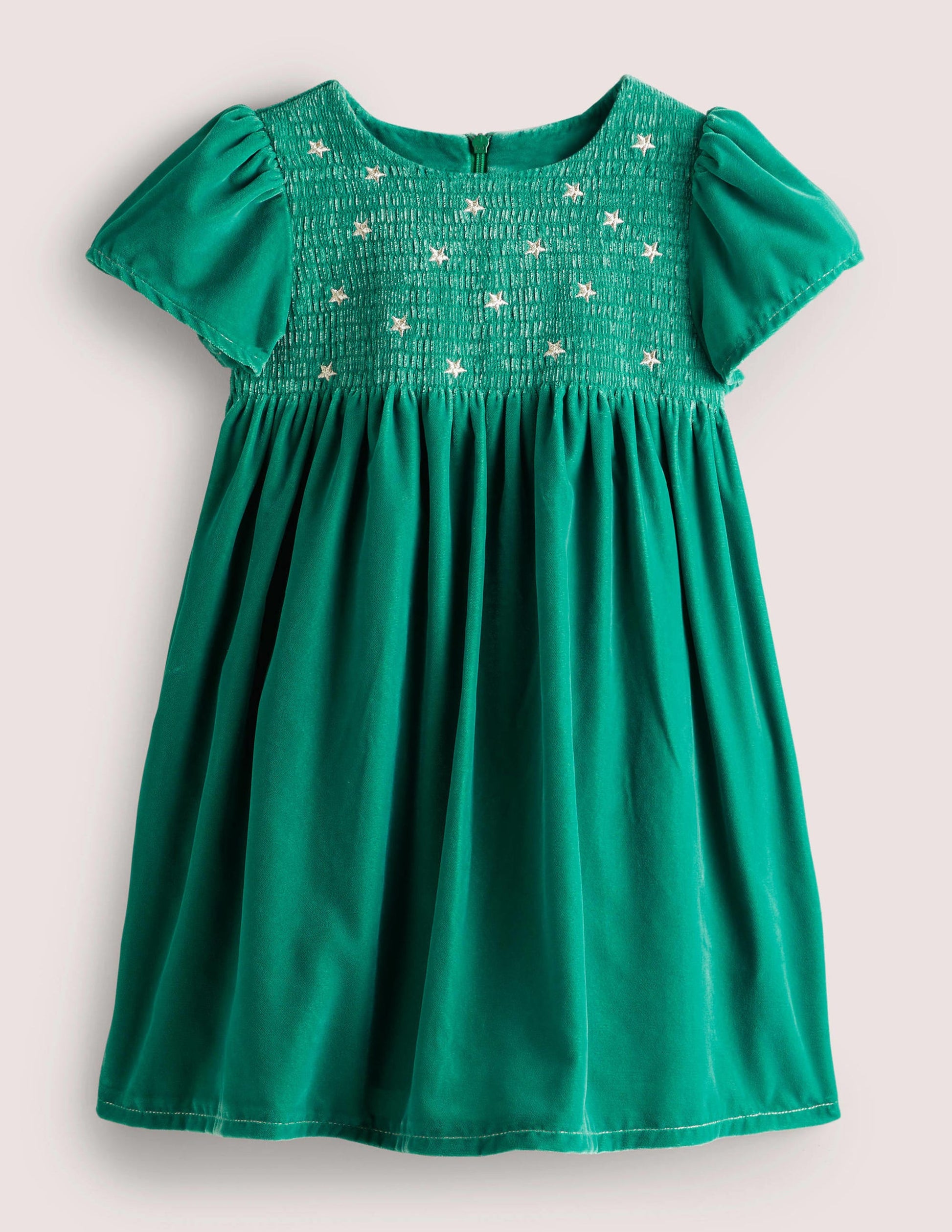 Velvet Smock Party Dress-Shady Glade Green-1