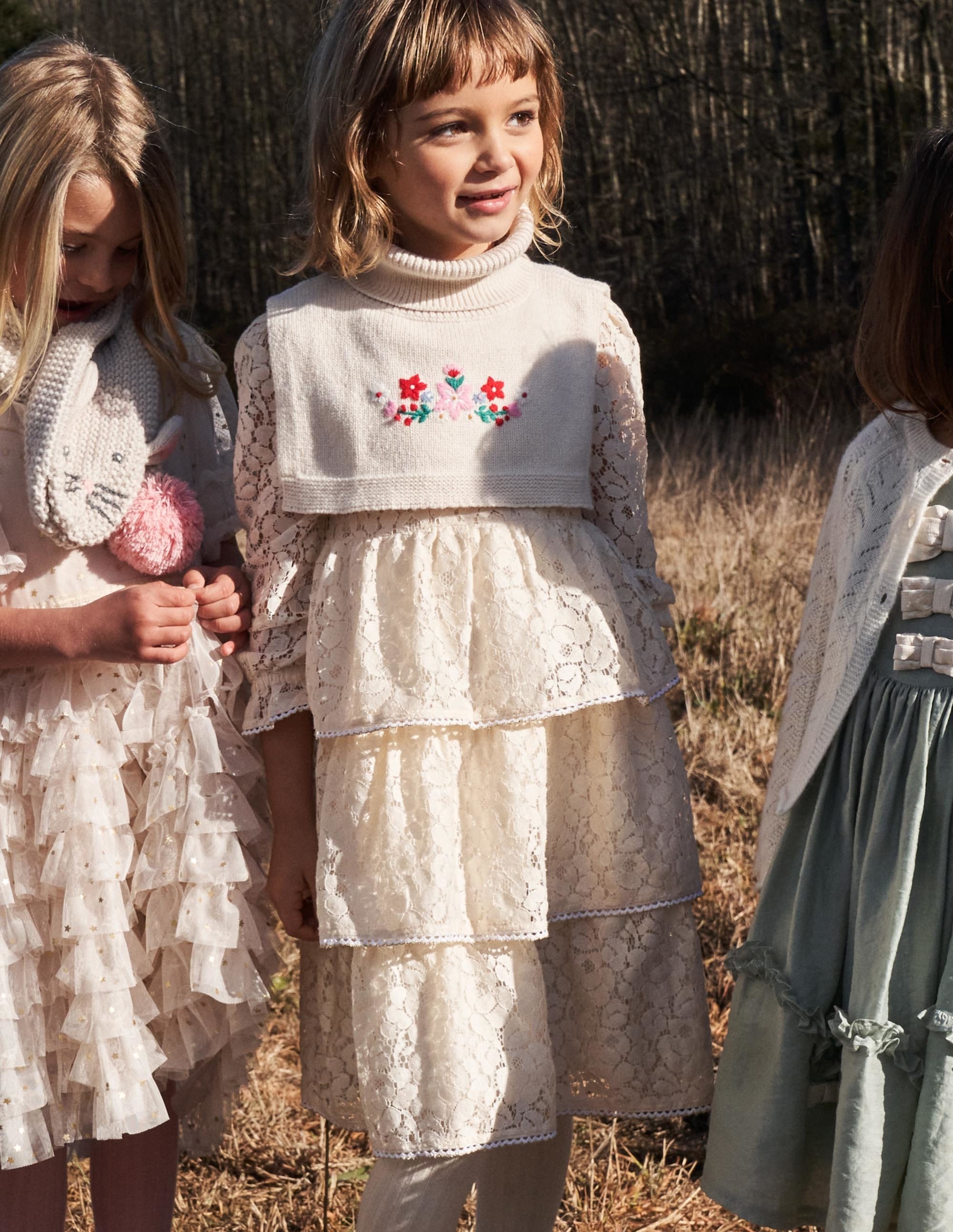 Lace Tiered Party Dress-Vanilla Pod - Image 4