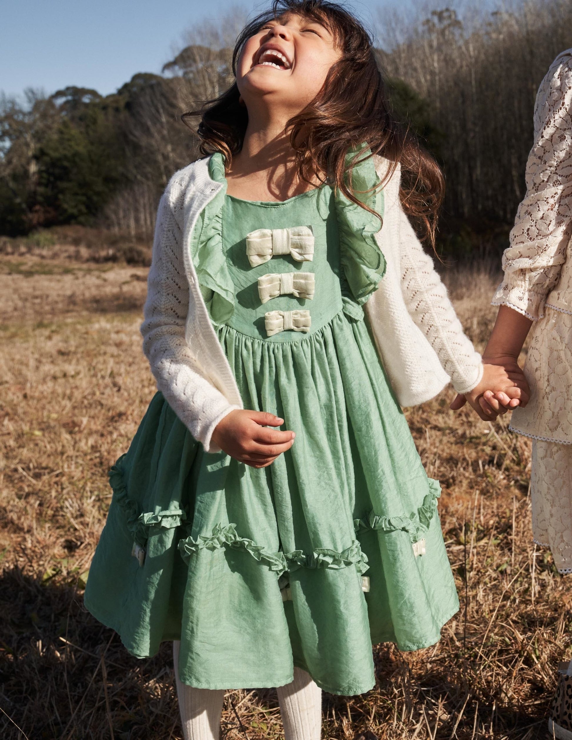 Green Organza Bow Party Dress-Csarite Green Gold Bows-6
