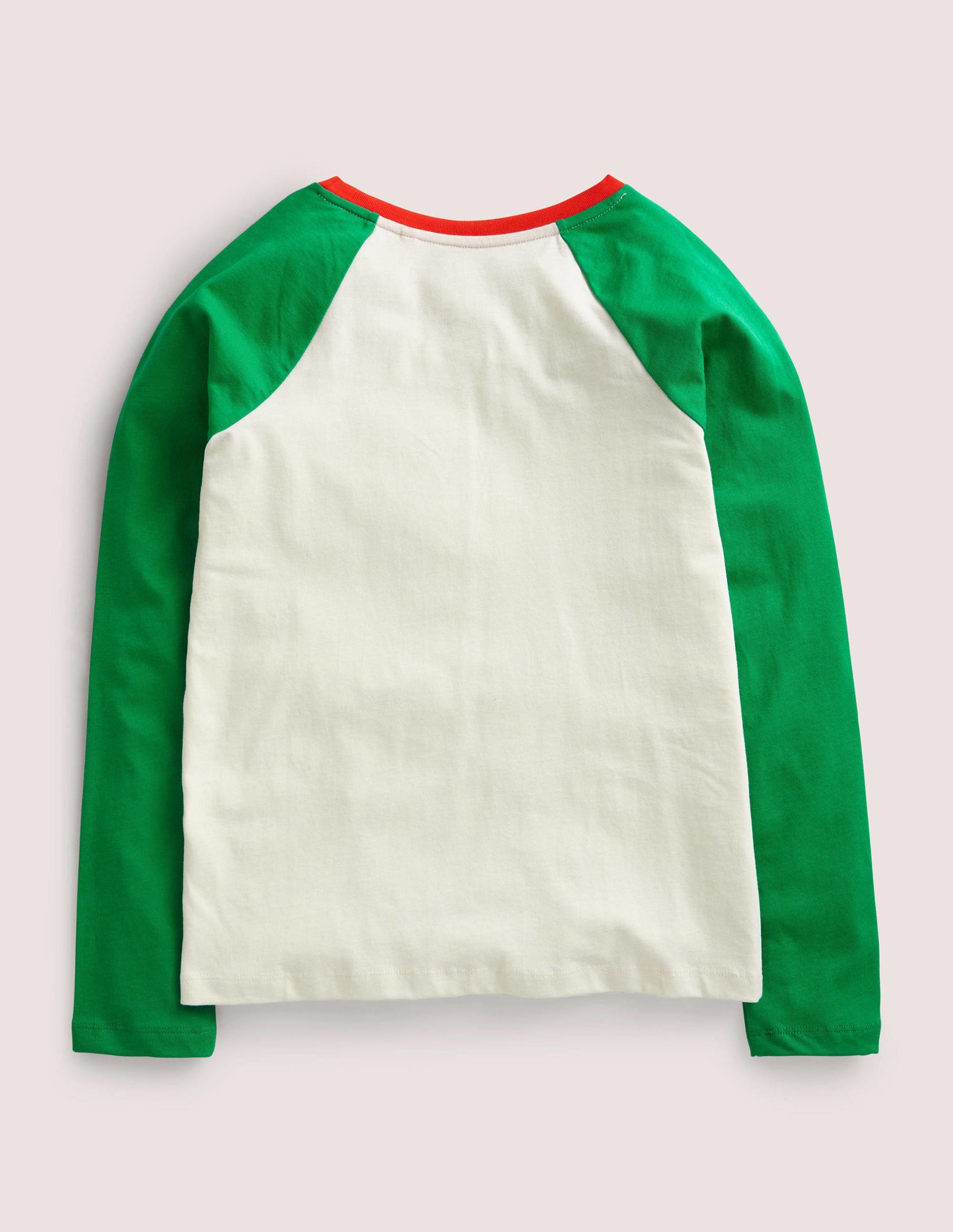 Raglan Festive Printed T-shirt-Ivory/Highland Green-2