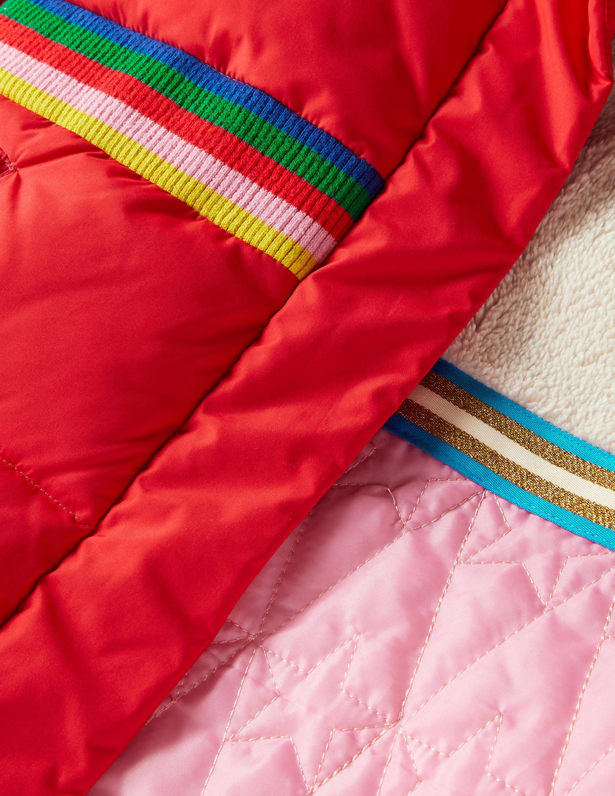 Waisted Puffer Jacket-Strawberry Tart Red Rainbow-3