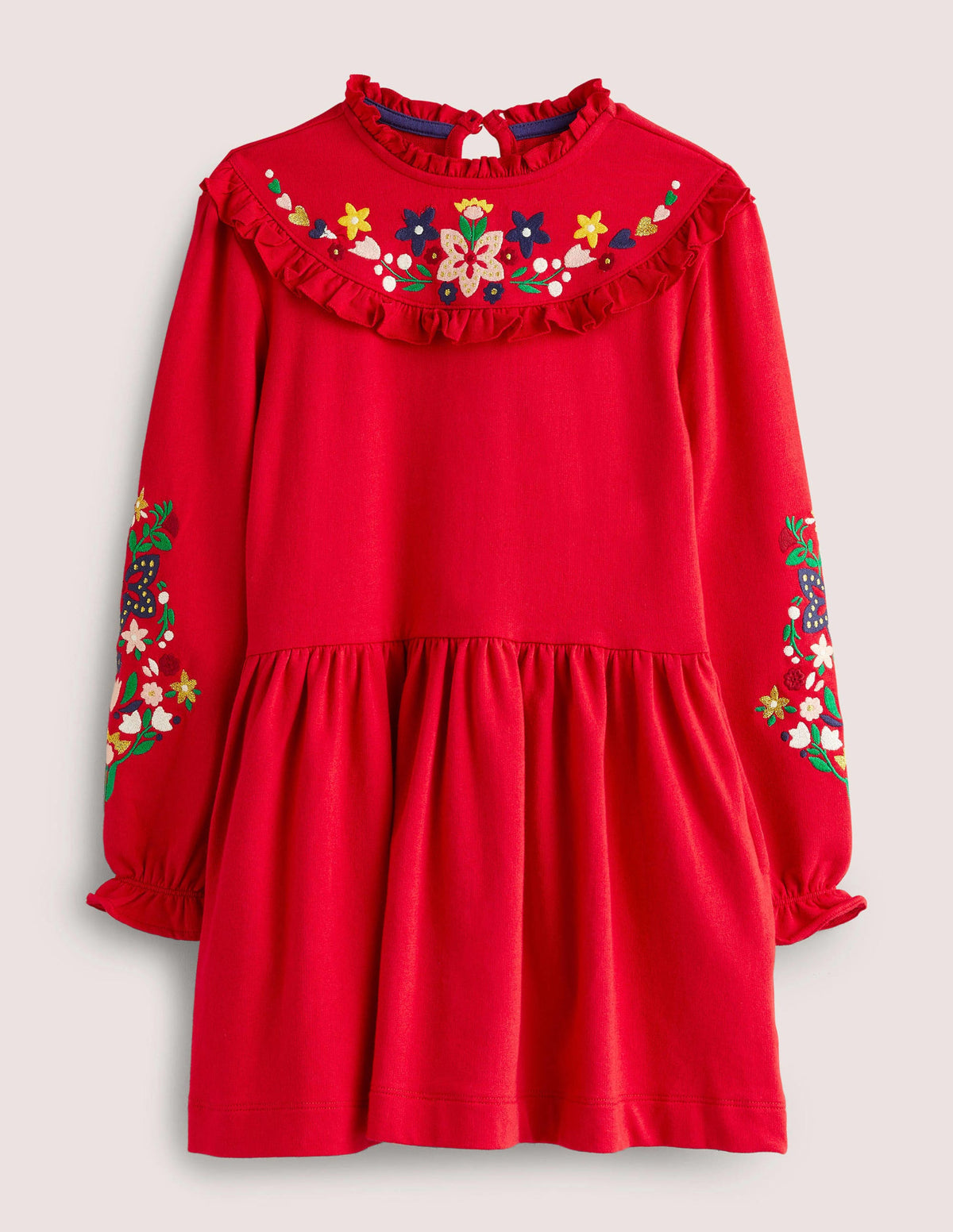 Embroidered Sweat Dress-Rockabilly Red - Image 1