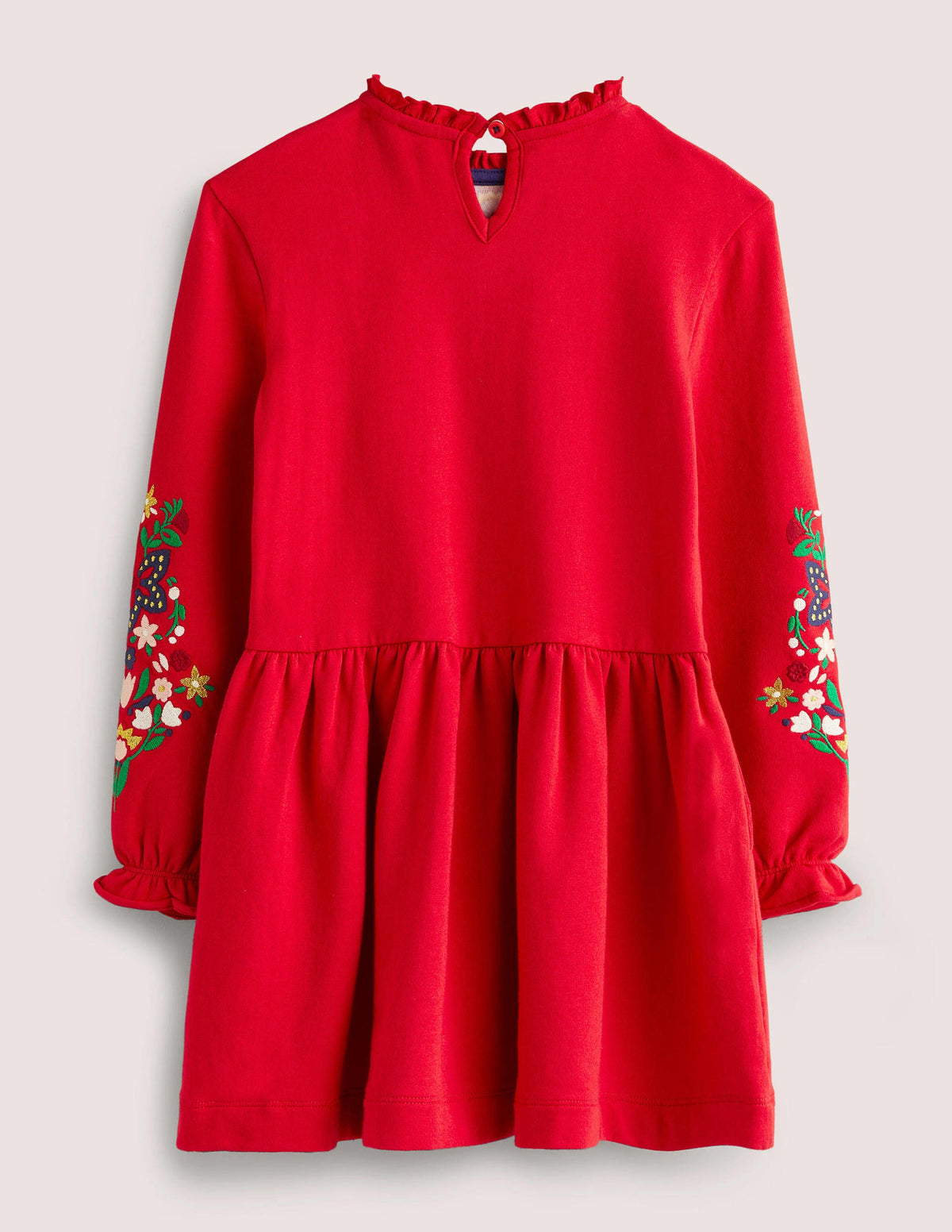 Embroidered Sweat Dress-Rockabilly Red-2