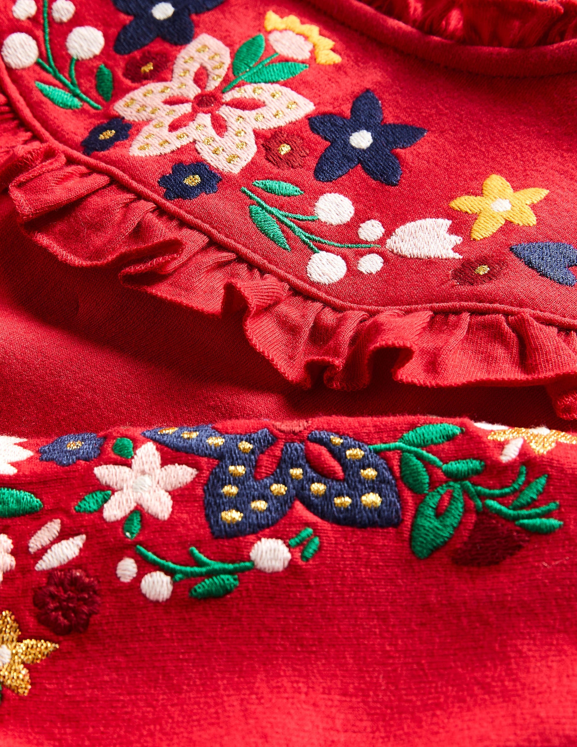 Embroidered Sweat Dress-Rockabilly Red - Image 3