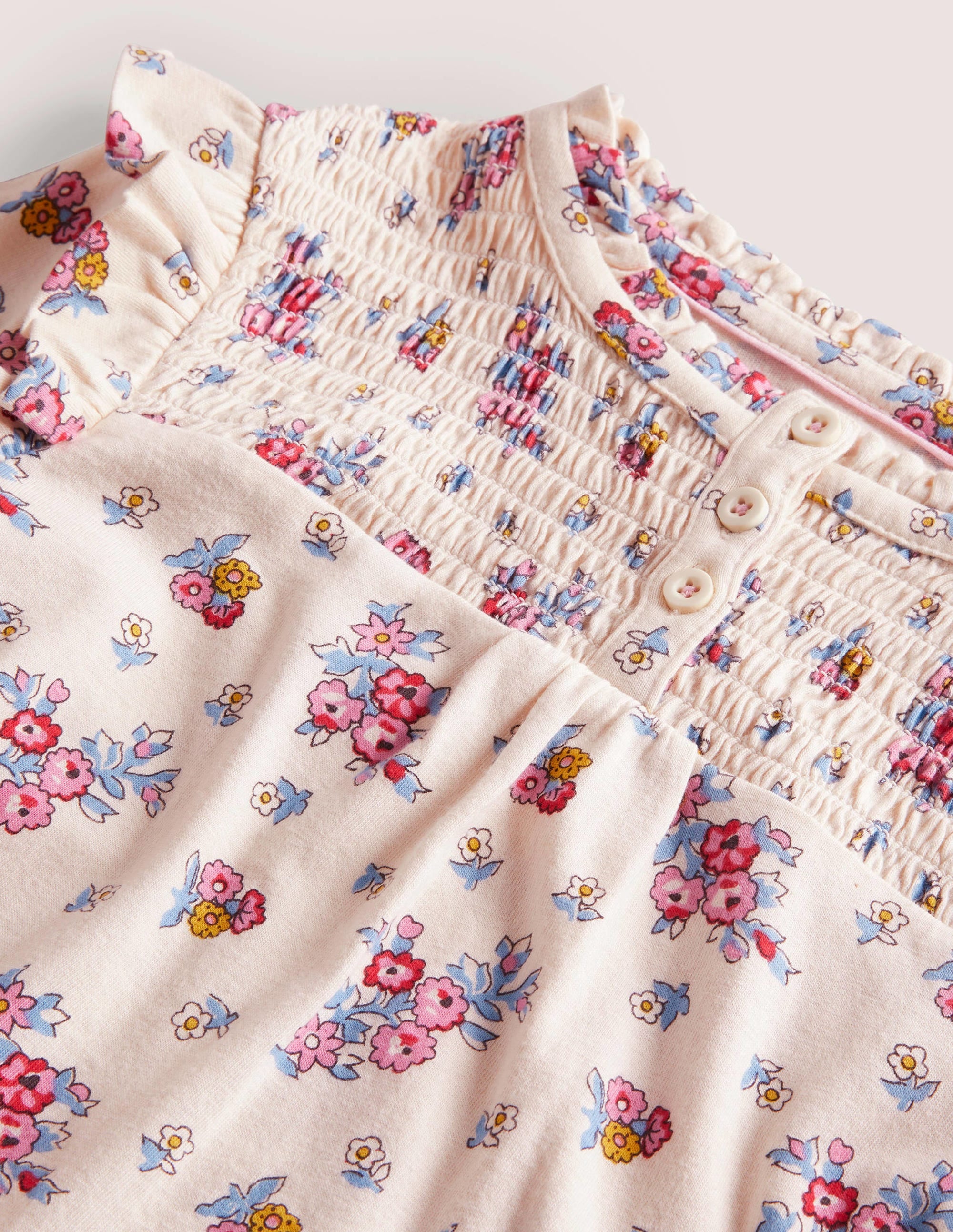 Smocked Placket Top-Vanilla Pod Flower Bouquet - Image 3