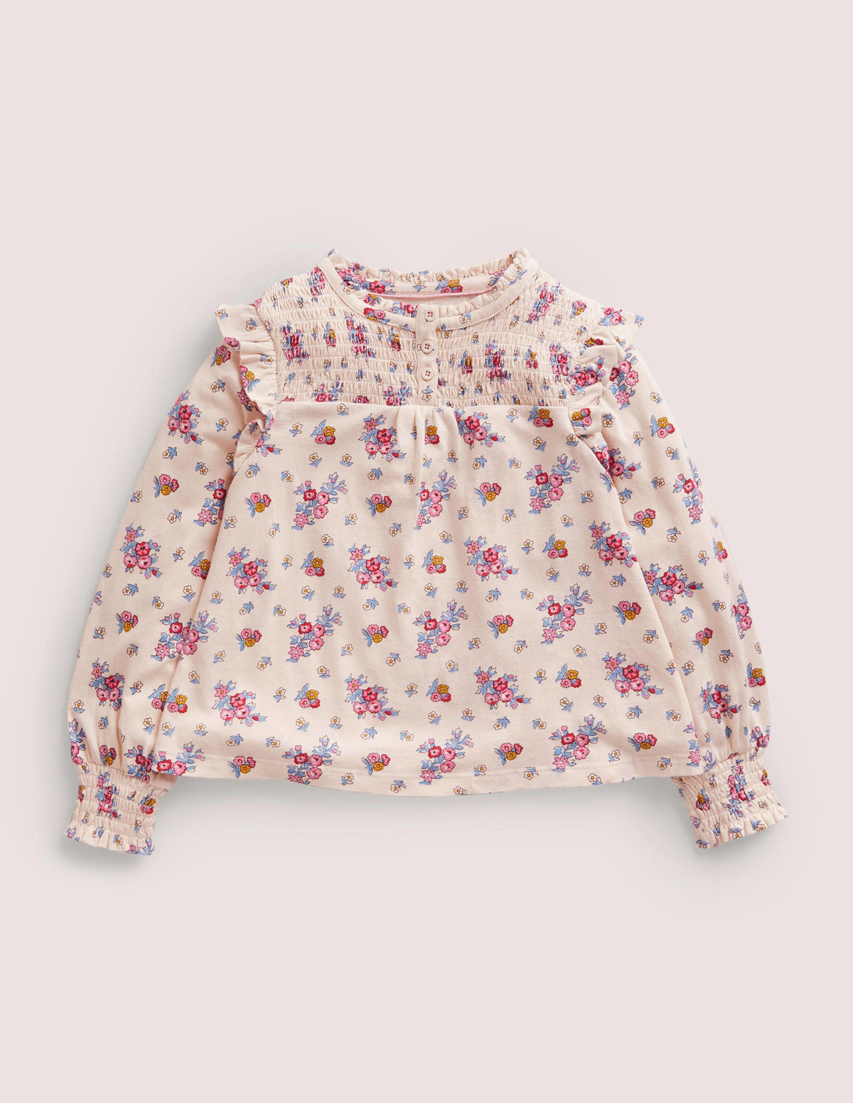 Smocked Placket Top-Vanilla Pod Flower Bouquet - Image 1