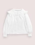 Smocked Placket Top-White