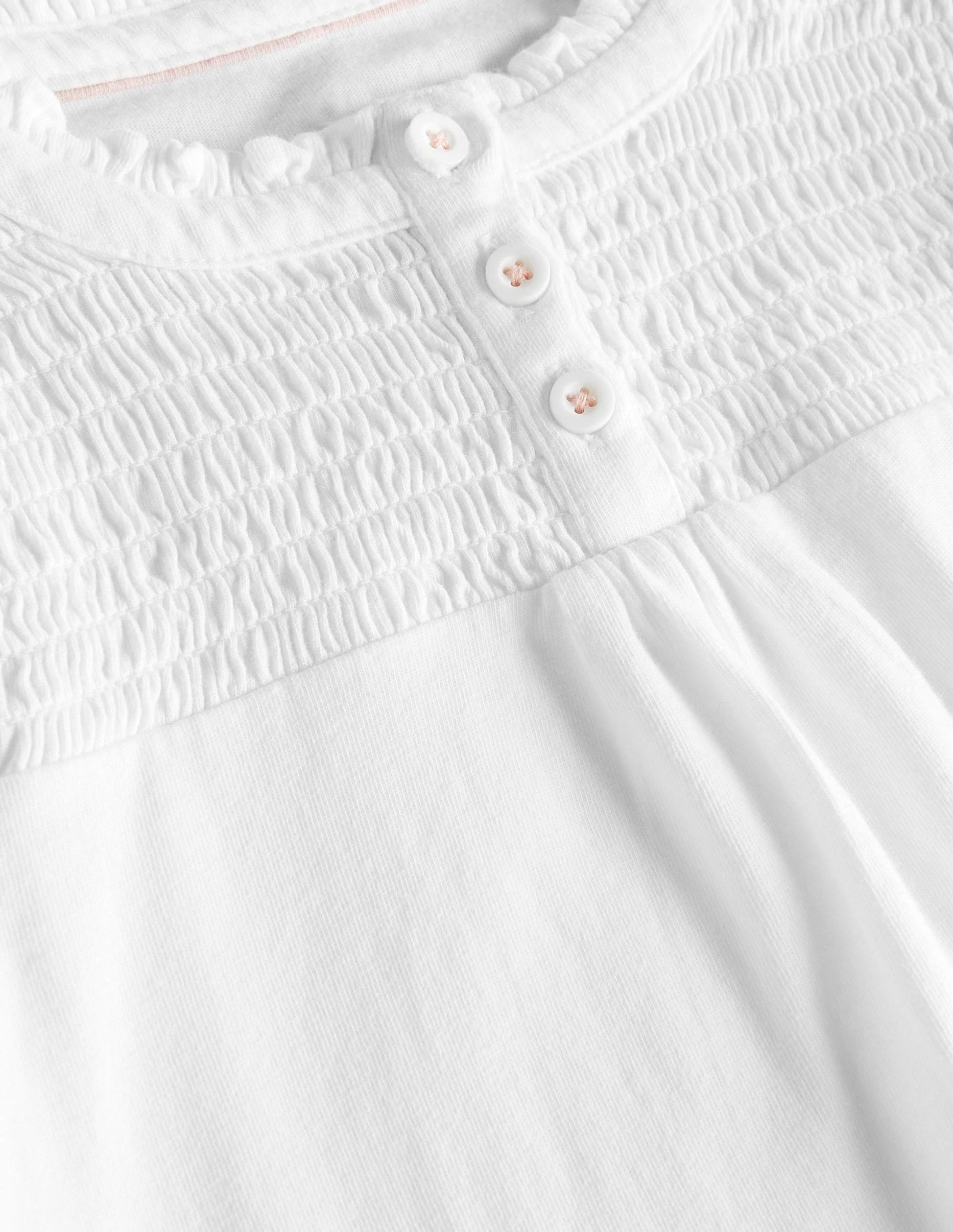 Smocked Placket Top-White-3