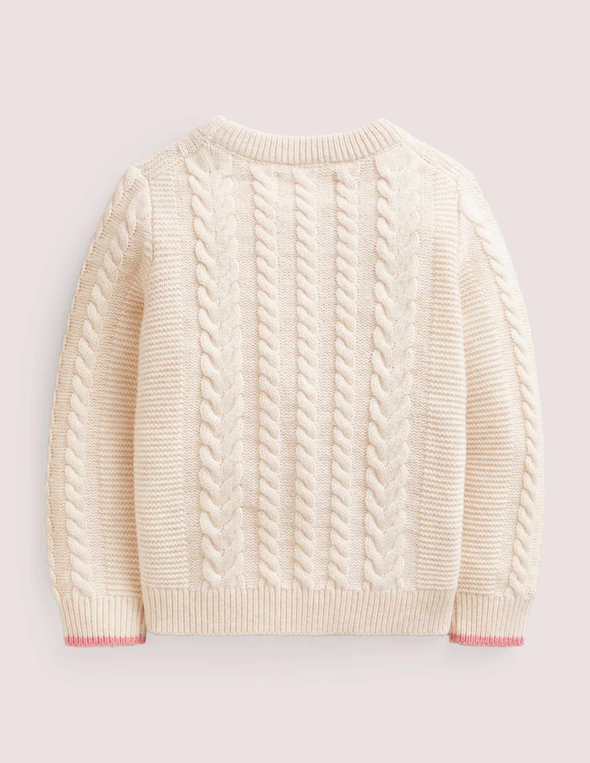 Embroidered Cable Knit Sweater-Ecru Marl Embroidery - Image 2