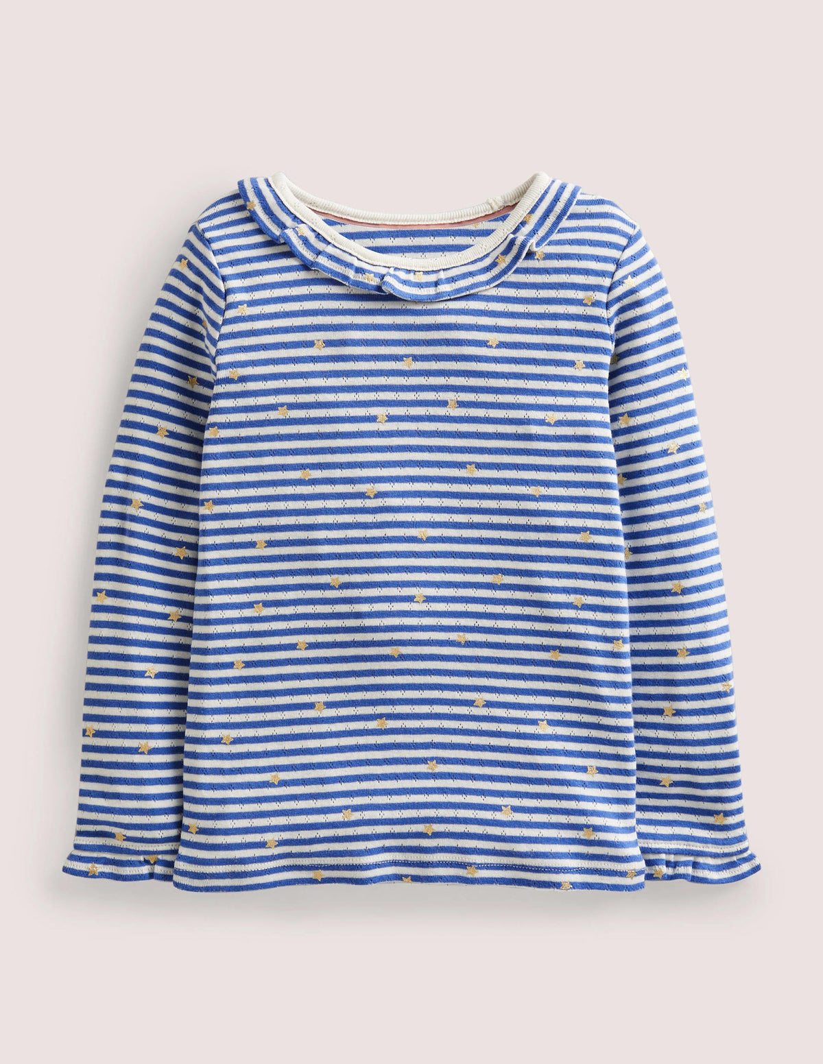 Sparkly Ruffle Pointelle Top-Elizabethan Blue/Ivory-1
