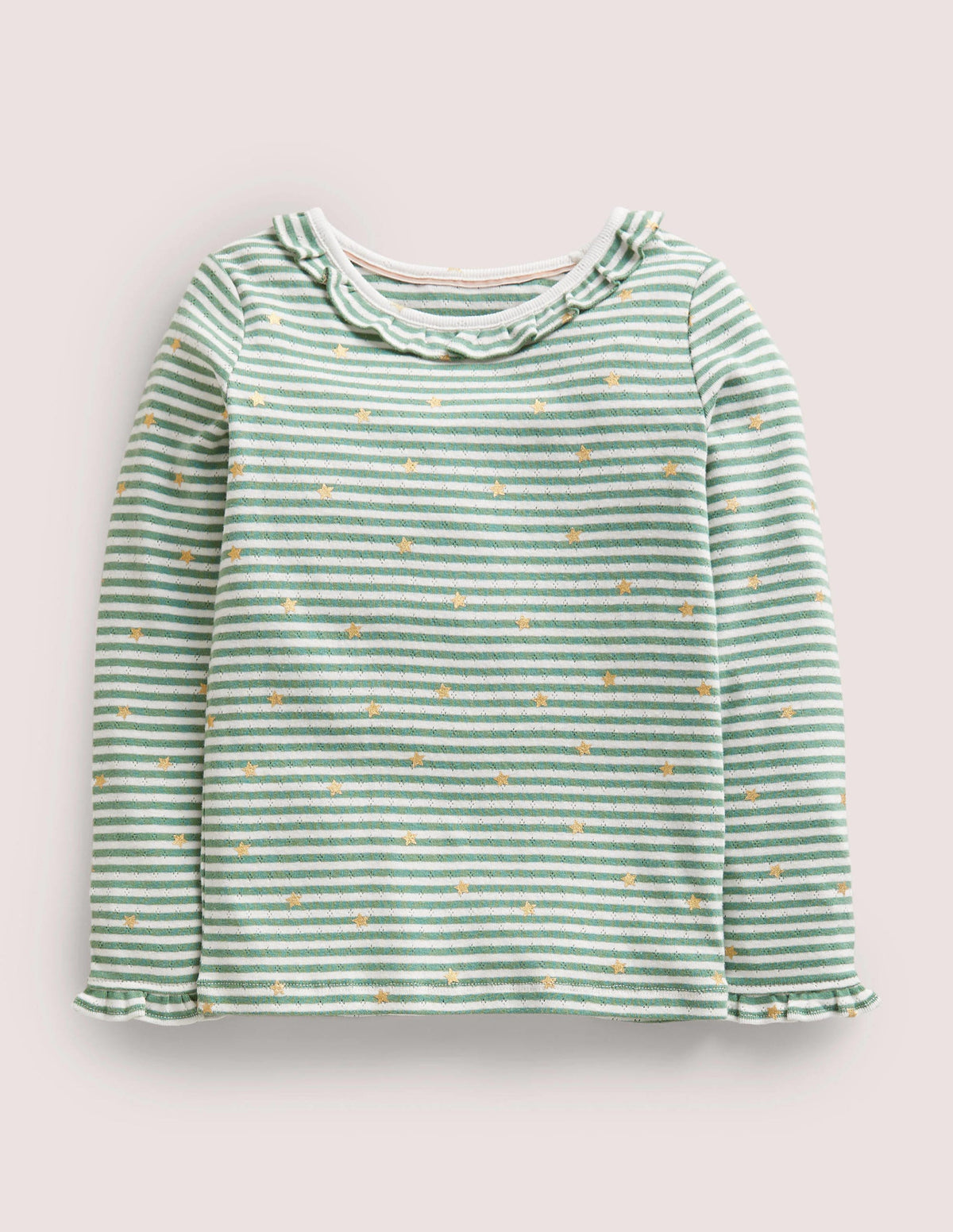 Sparkly Ruffle Pointelle Top-Ivory/Csarite Star-1